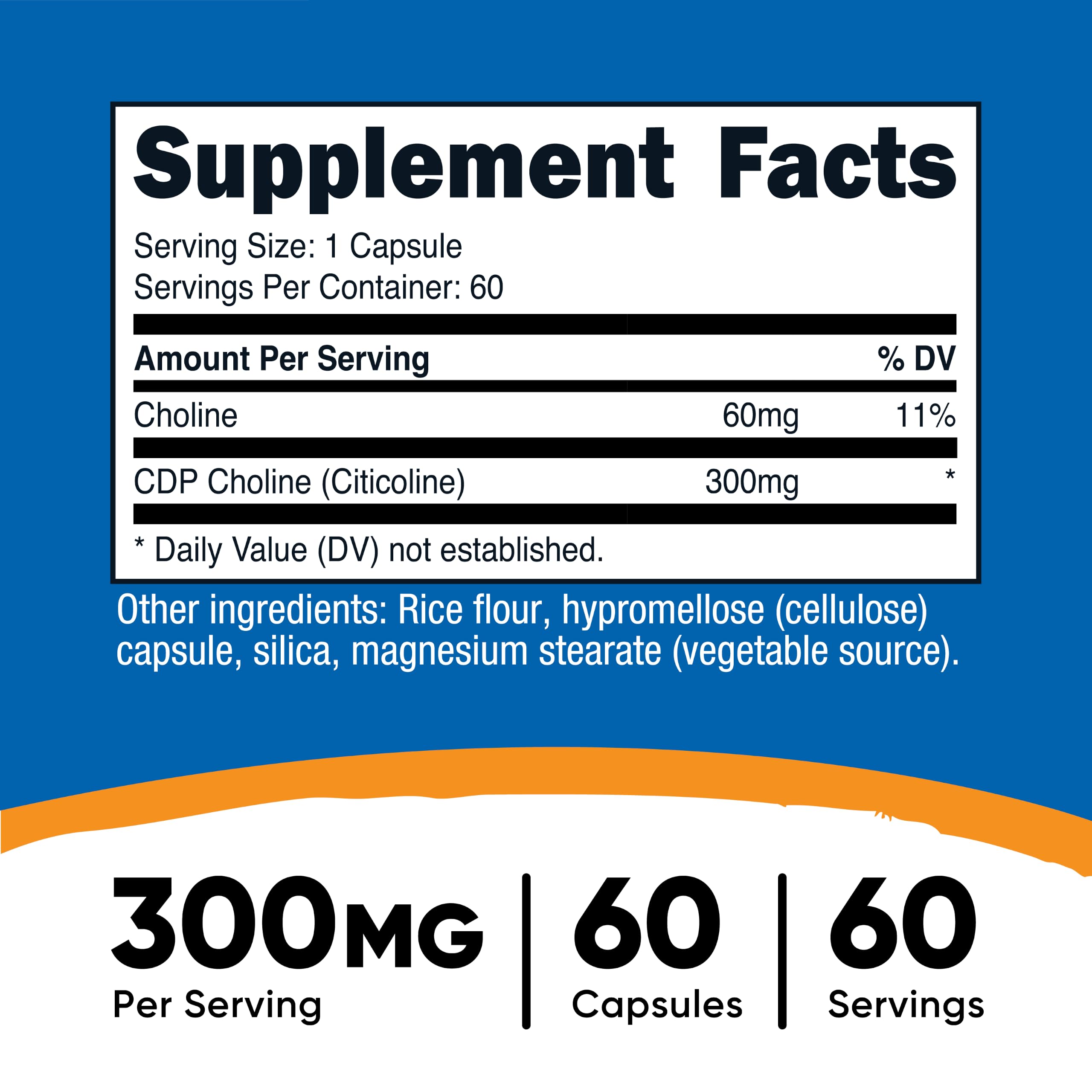 Nutricost detalle de etiqueta indicando 300mg por cápsula y certificaciones