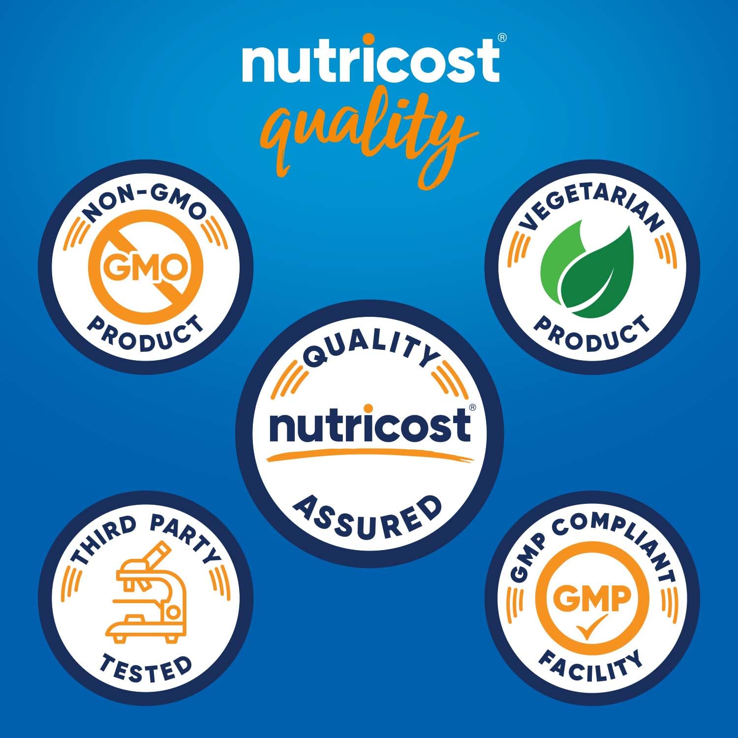 Nutricost etiqueta en detalle con información de dosis y certificaciones visibles