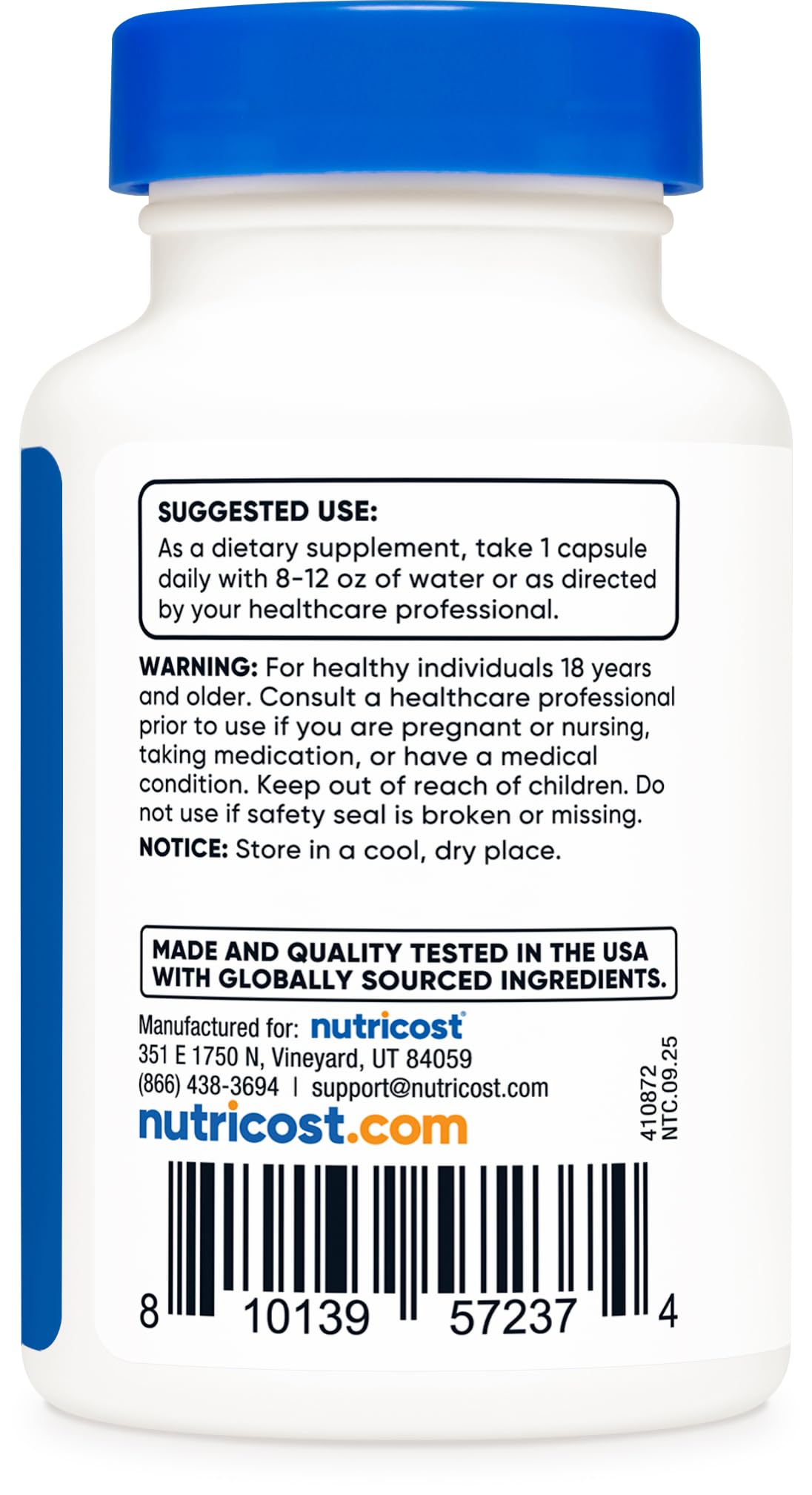 Nutricost etiqueta legible con ingredientes y control de calidad