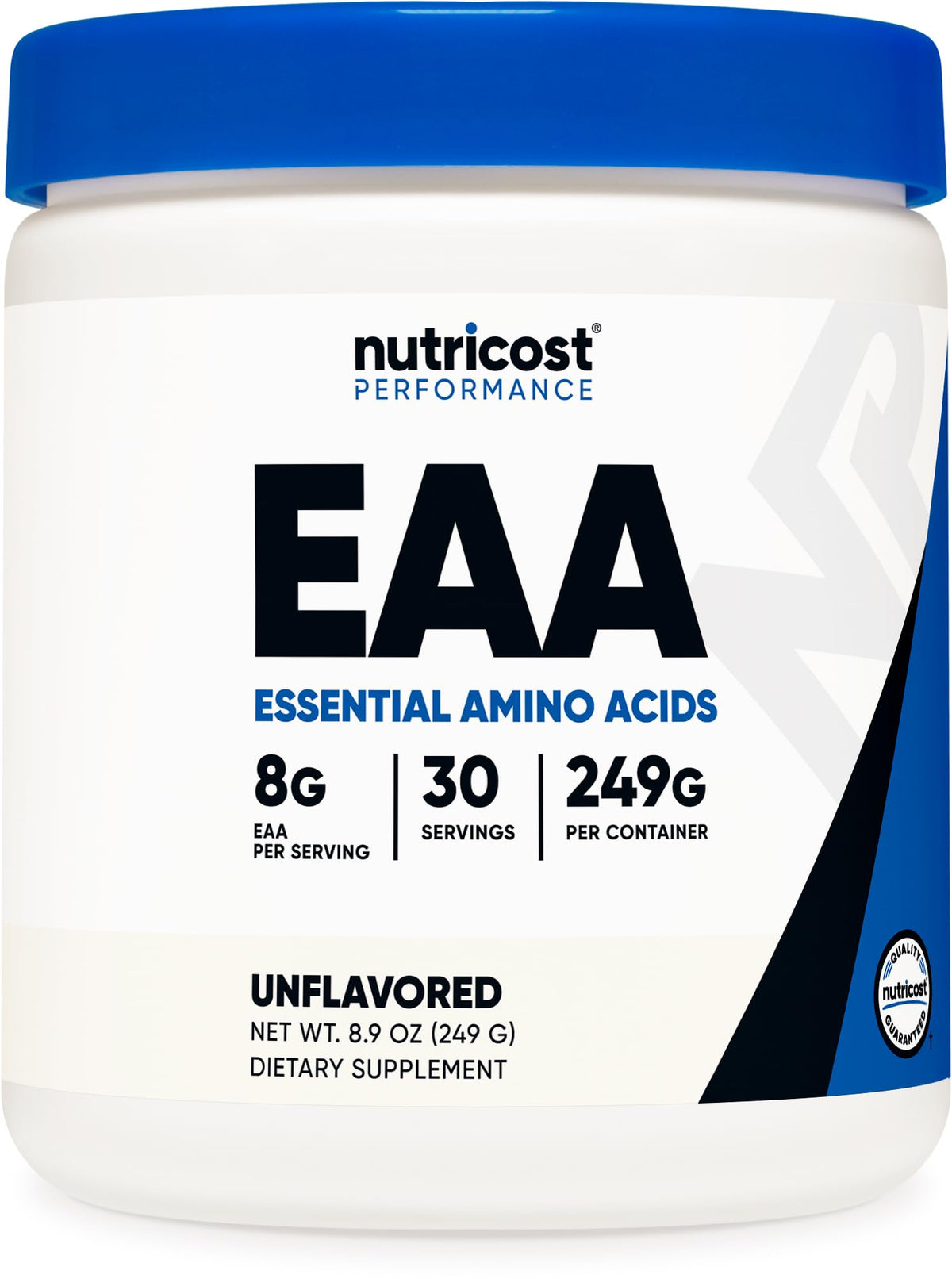 Nutricost envase frontal mostrando 30 porciones y 8 g por servicio
