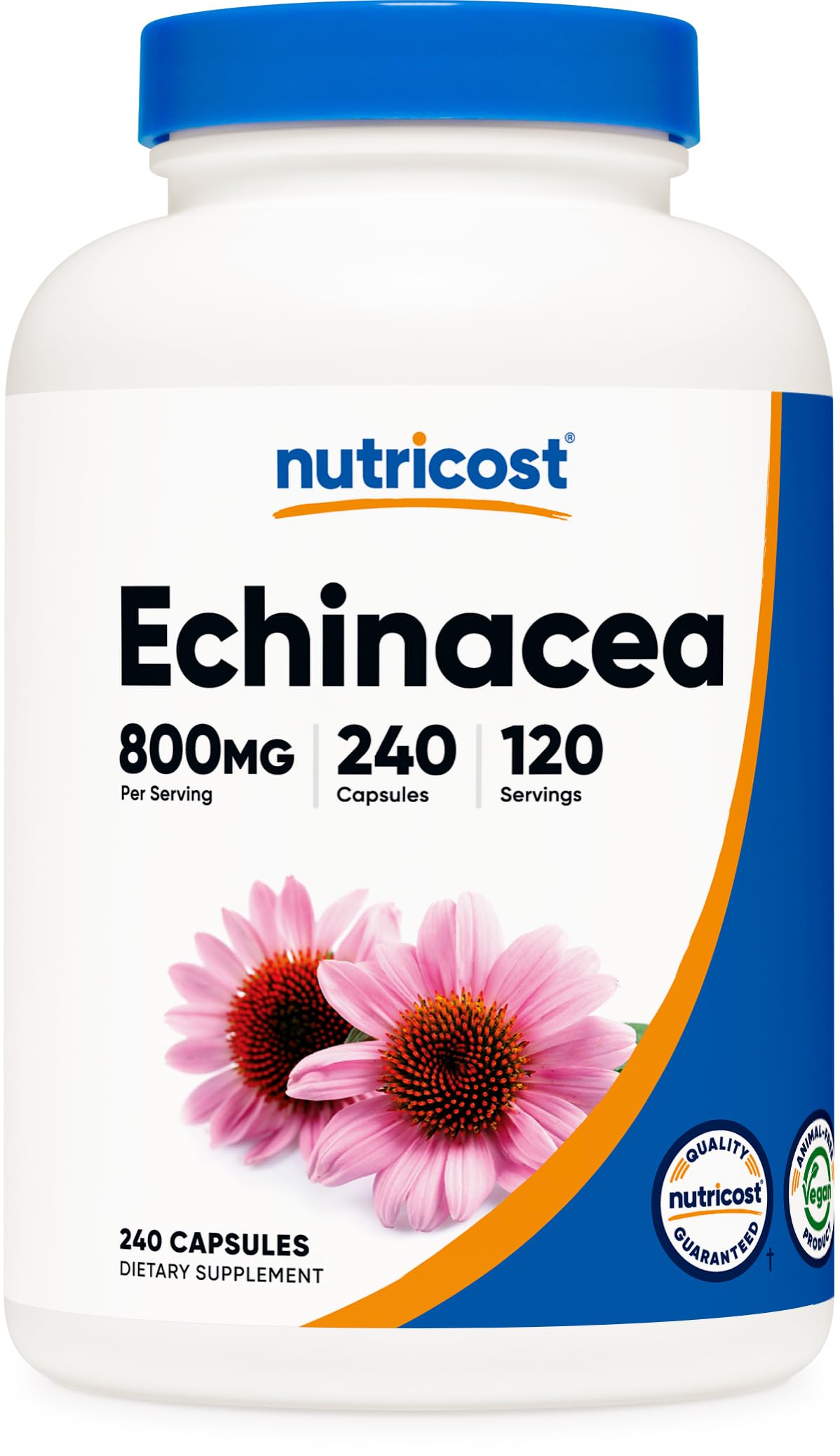 Nutricost frasco frontal mostrando cantidad y presentación, fácil identificación