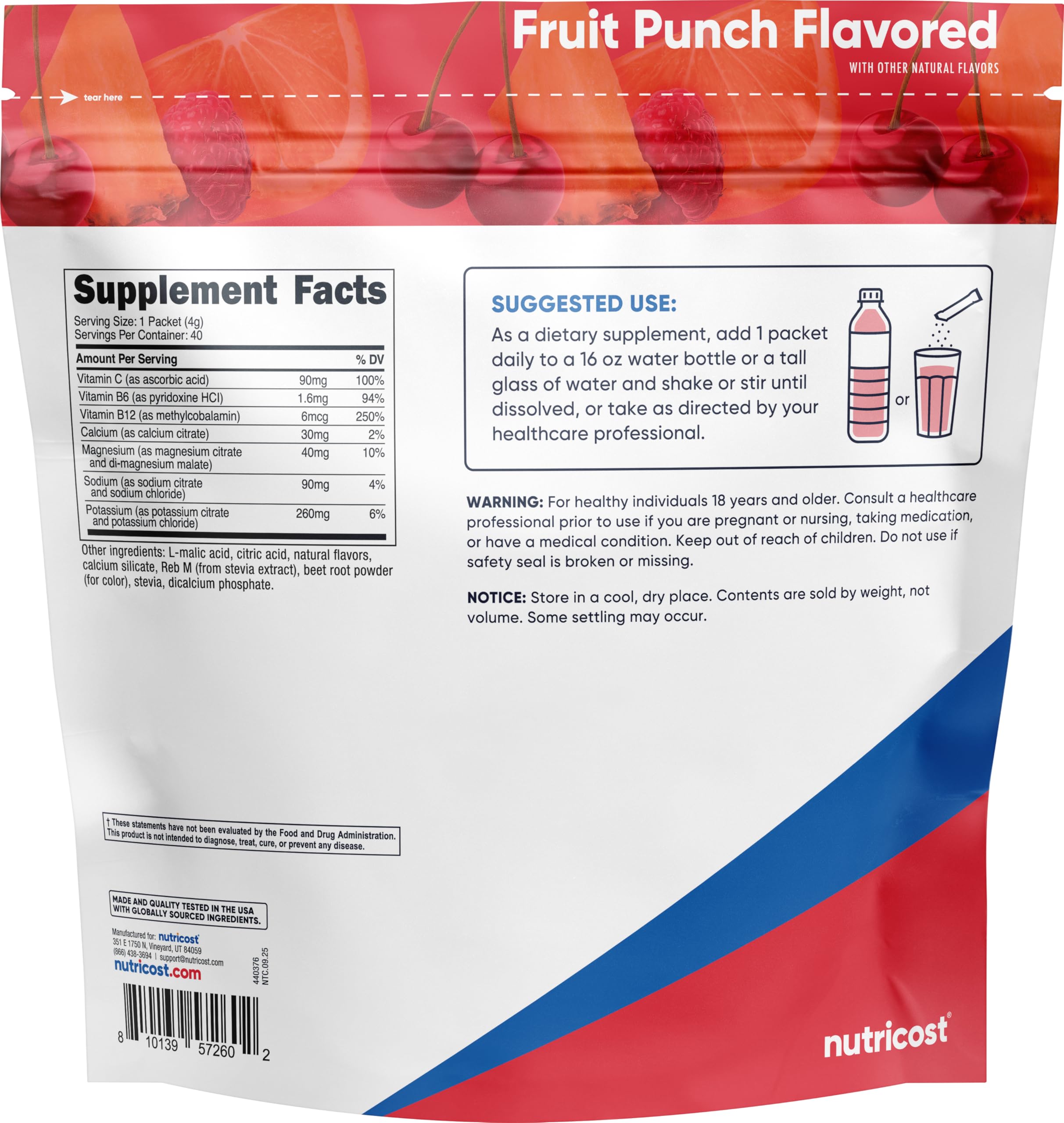 Nutricost etiqueta del envase mostrando certificación GMP y calidad