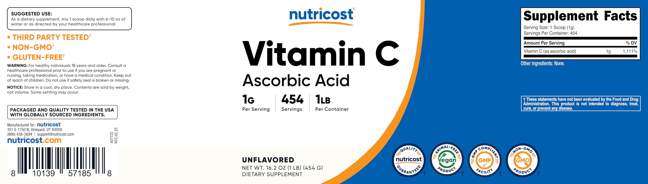 Nutricost envase abierto visto desde arriba mostrando contenido y accesibilidad