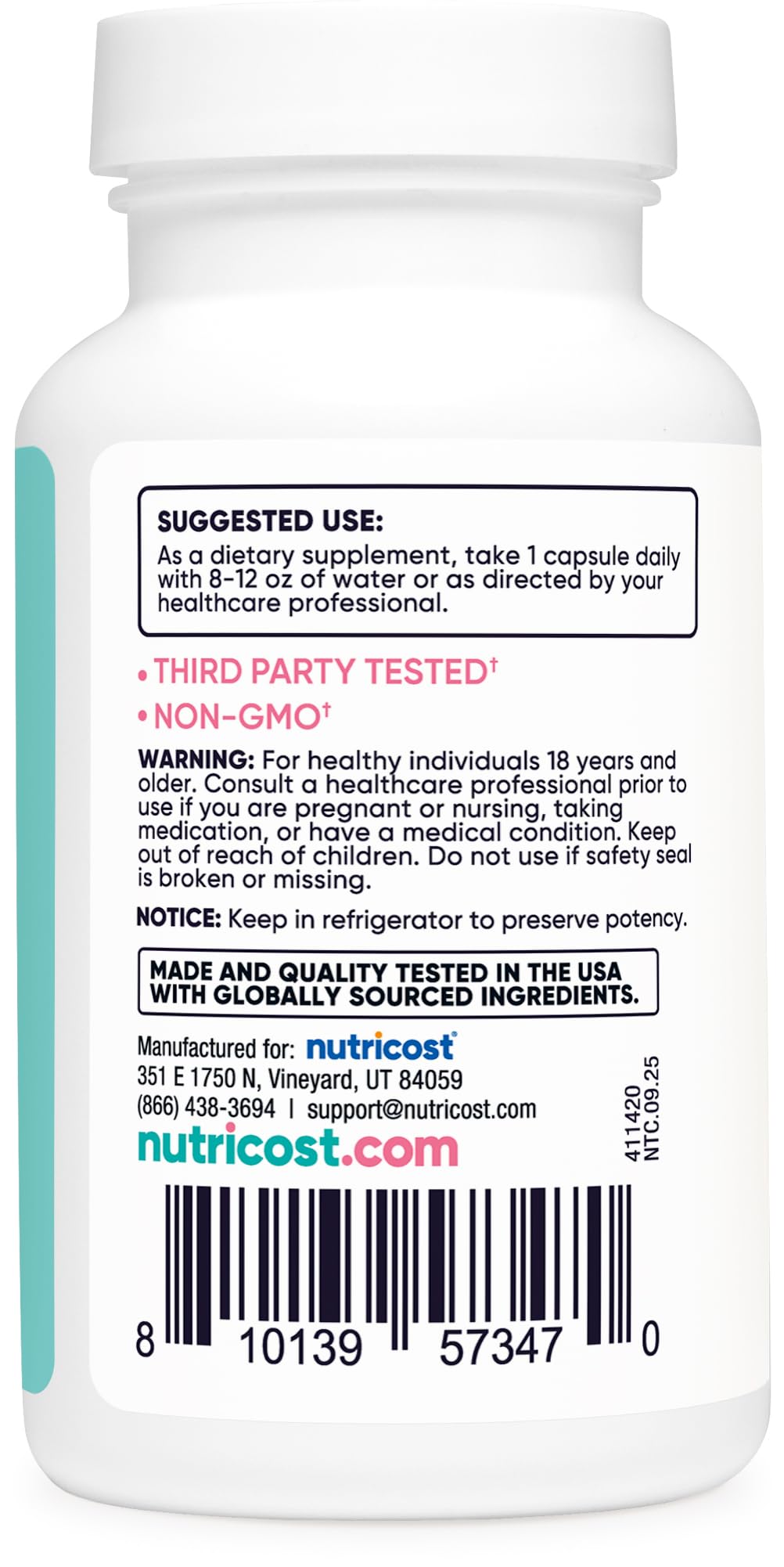 Nutricost envase en baño evocando uso diario y conveniencia