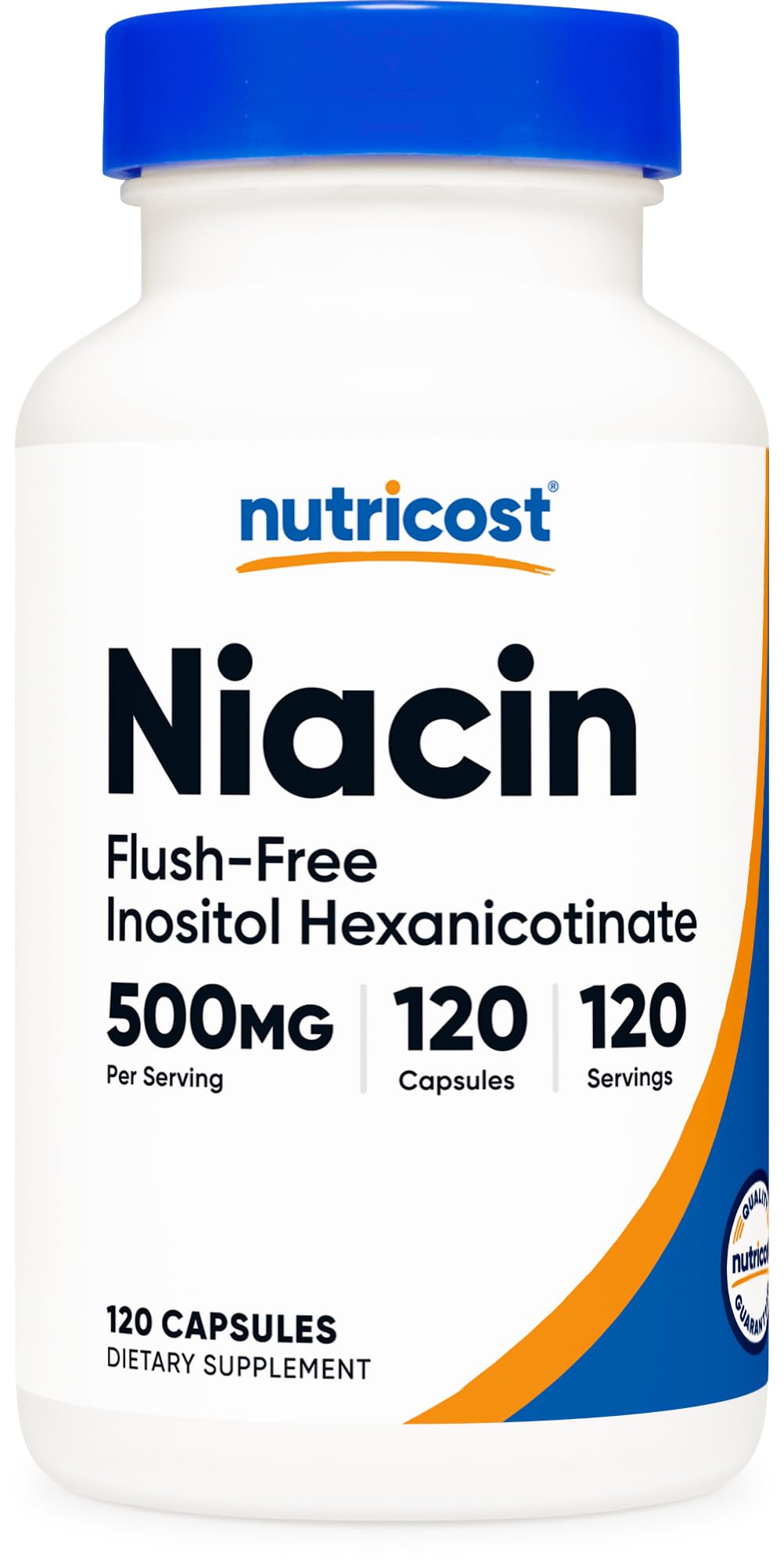 Nutricost frasco frontal mostrando 120 cápsulas y beneficios claros