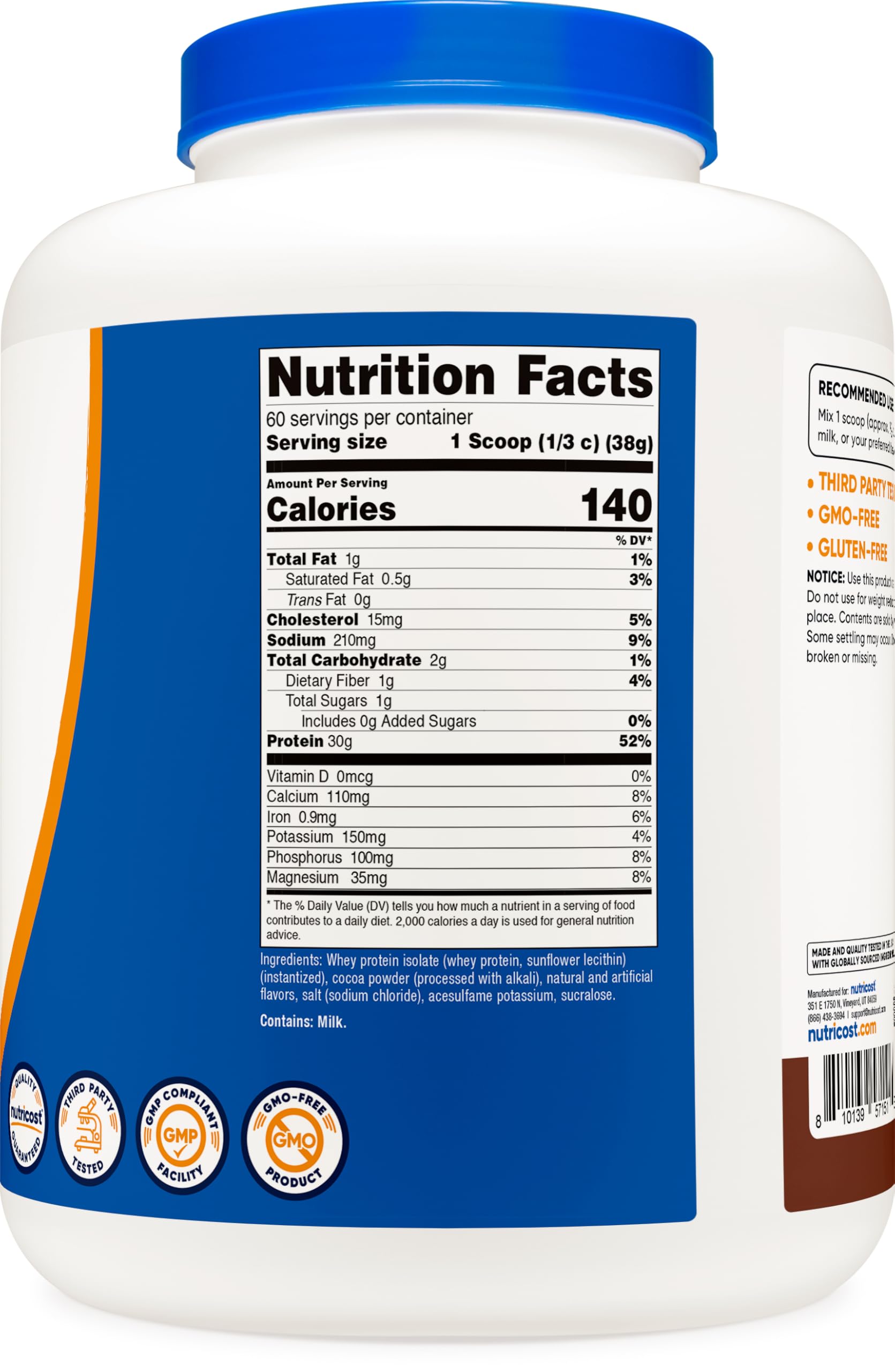 Nutricost comparación de tamaño 5 lb para calcular duración y ahorro