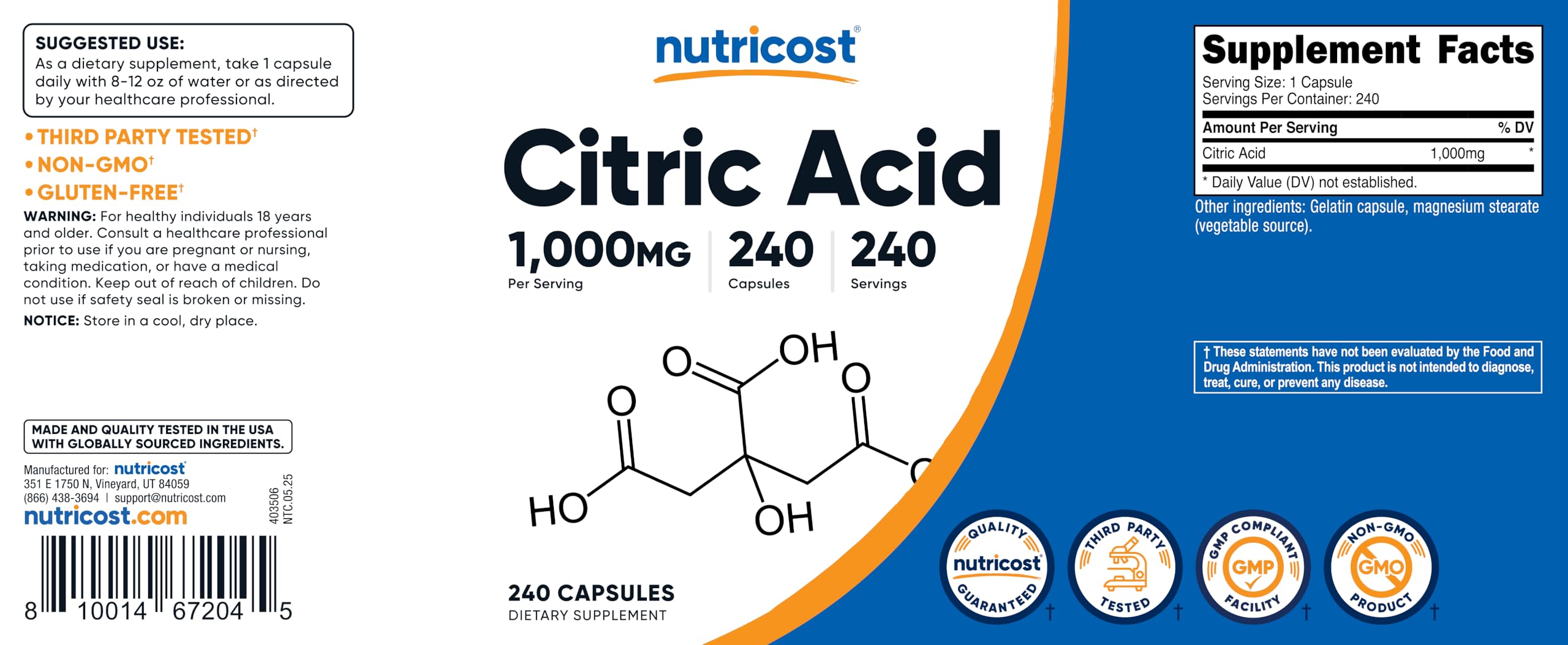 Nutricost frasco en encimera de cocina integrable en rutina