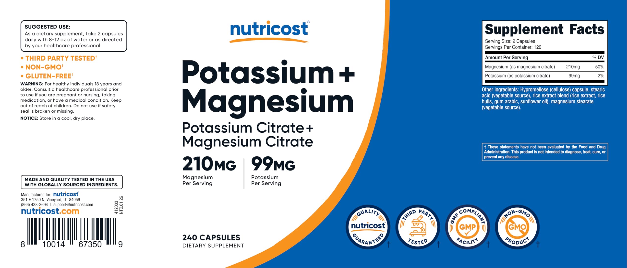 Nutricost frasco en cocina junto a vaso de agua para uso diario