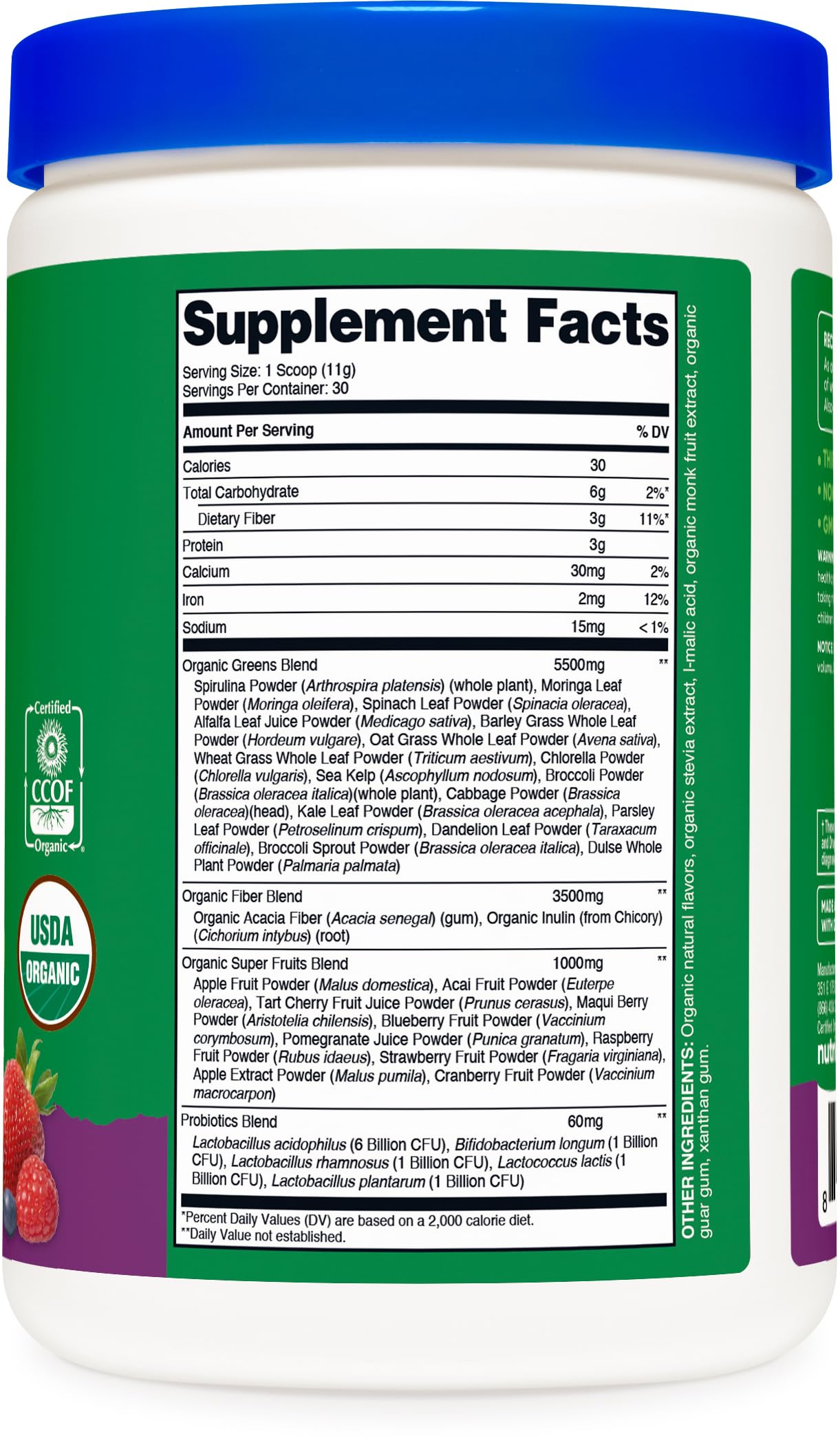 Nutricost etiqueta con sello USDA Organic visible, beneficio de ingredientes orgánicos