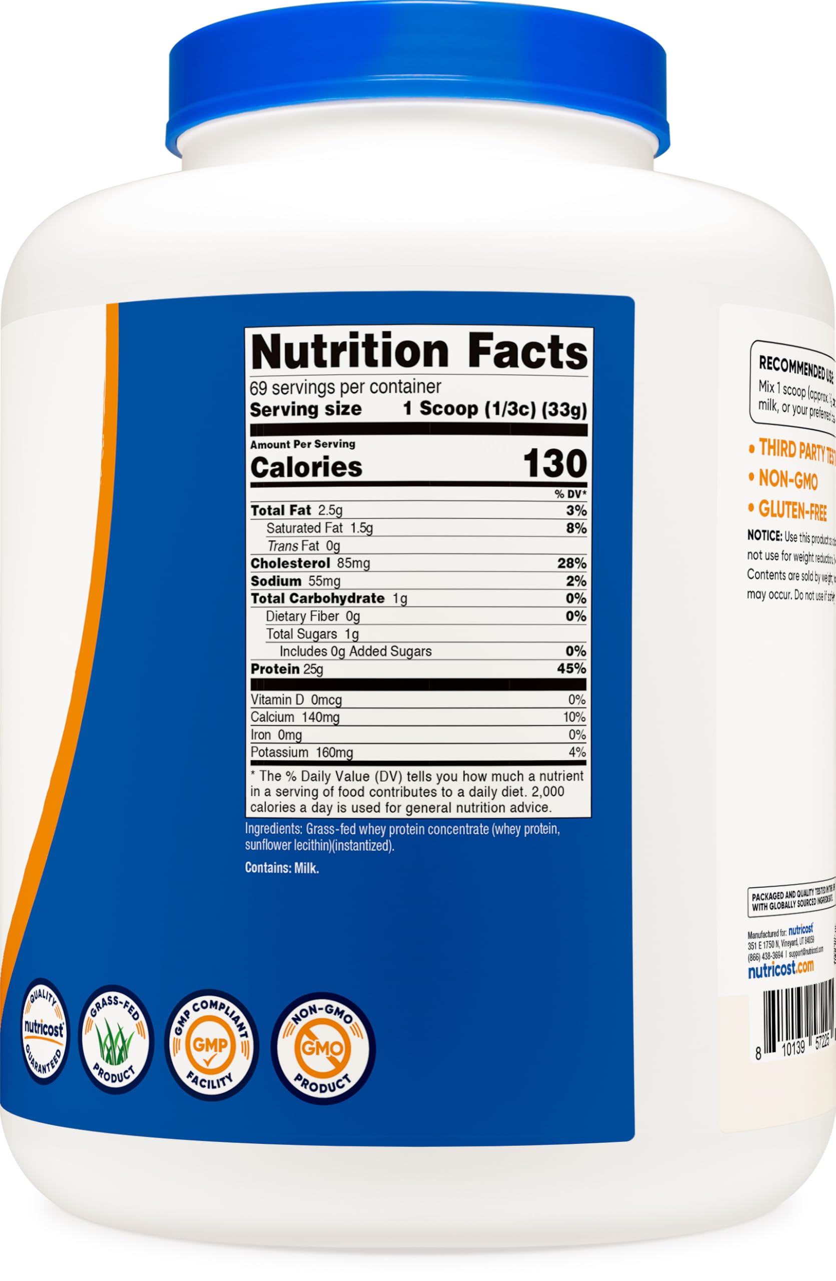 Nutricost etiqueta con certificaciones Kosher Halal y calidad