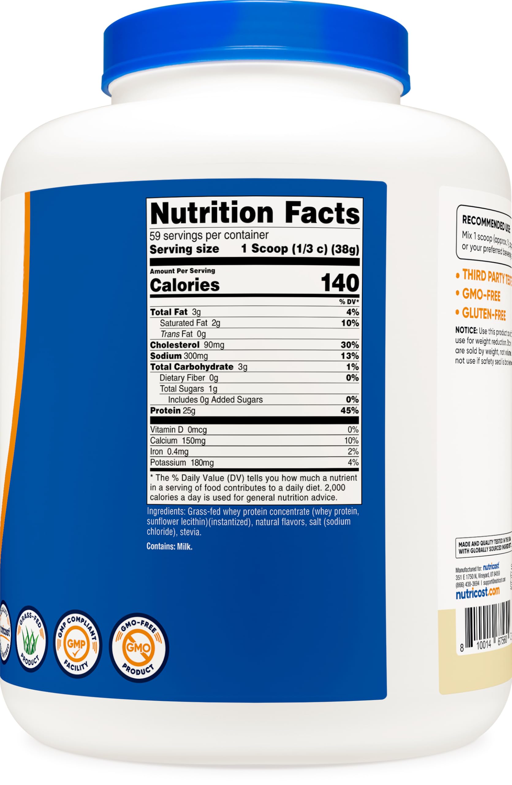 Nutricost etiqueta nutricional en detalle para verificar certificaciones y pureza