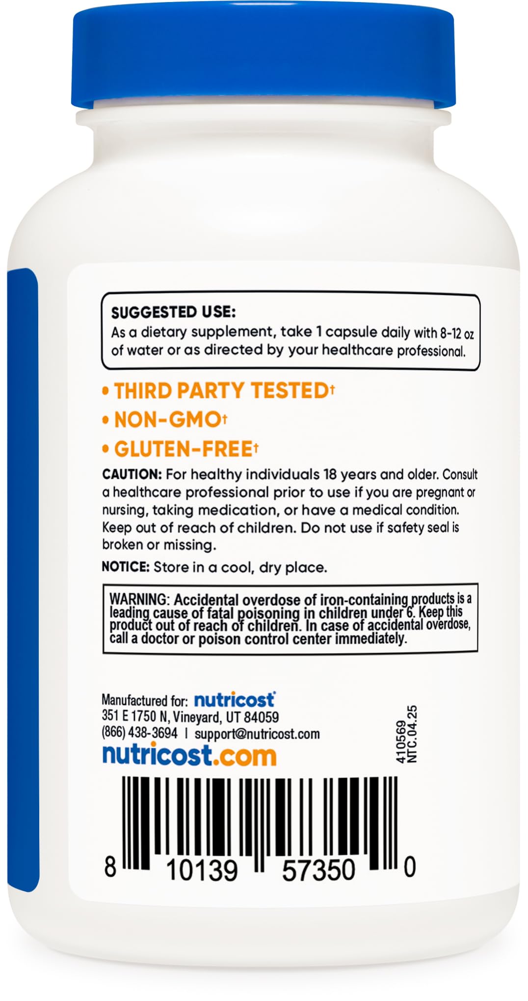 Nutricost etiqueta con información nutricional y certificaciones visibles