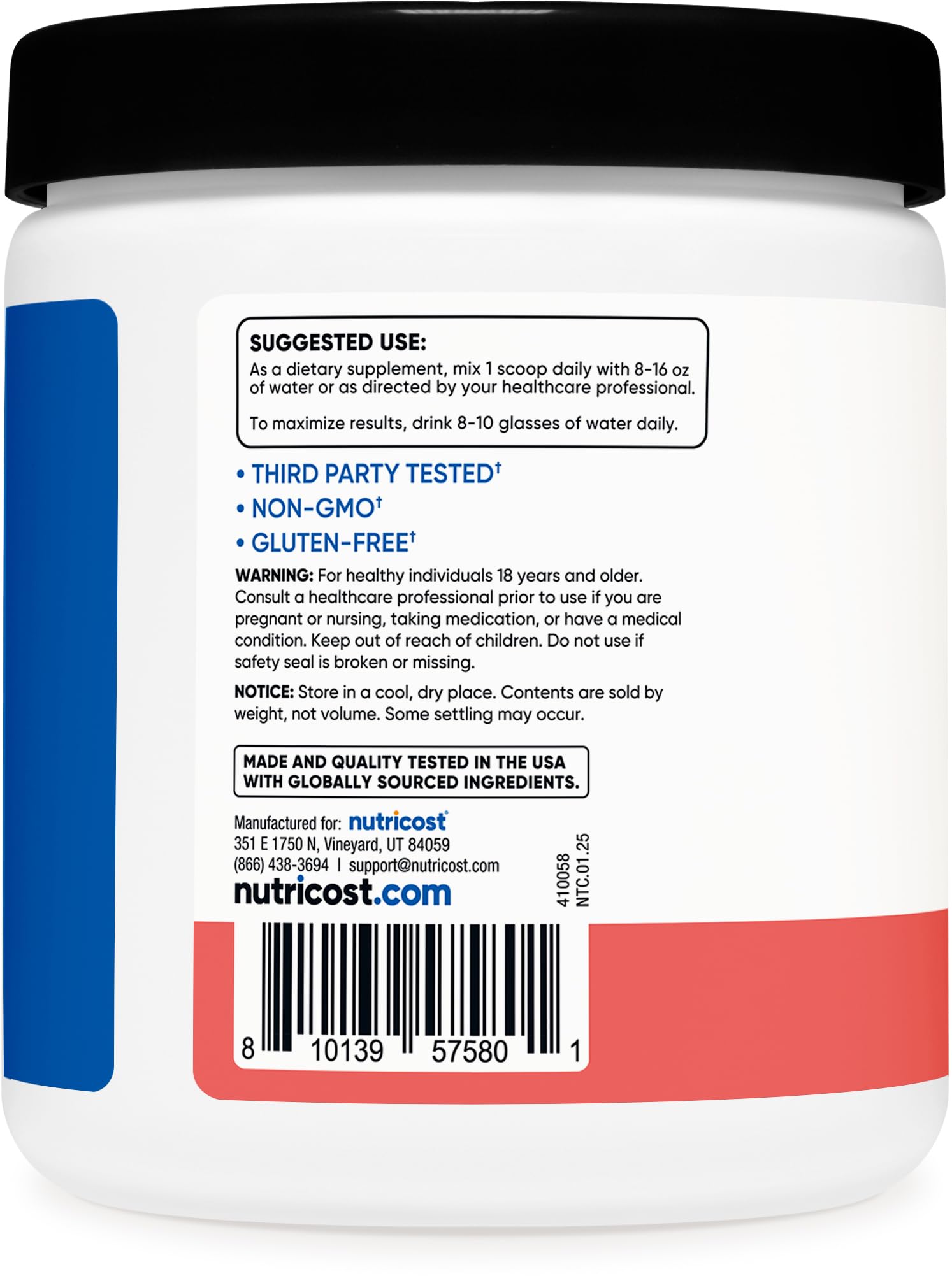 Nutricost etiqueta nutricional detalle ingredientes y dosis claras