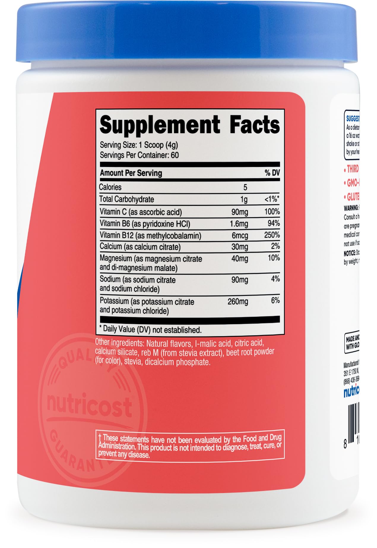 Nutricost etiqueta con información nutricional y ingredientes claros