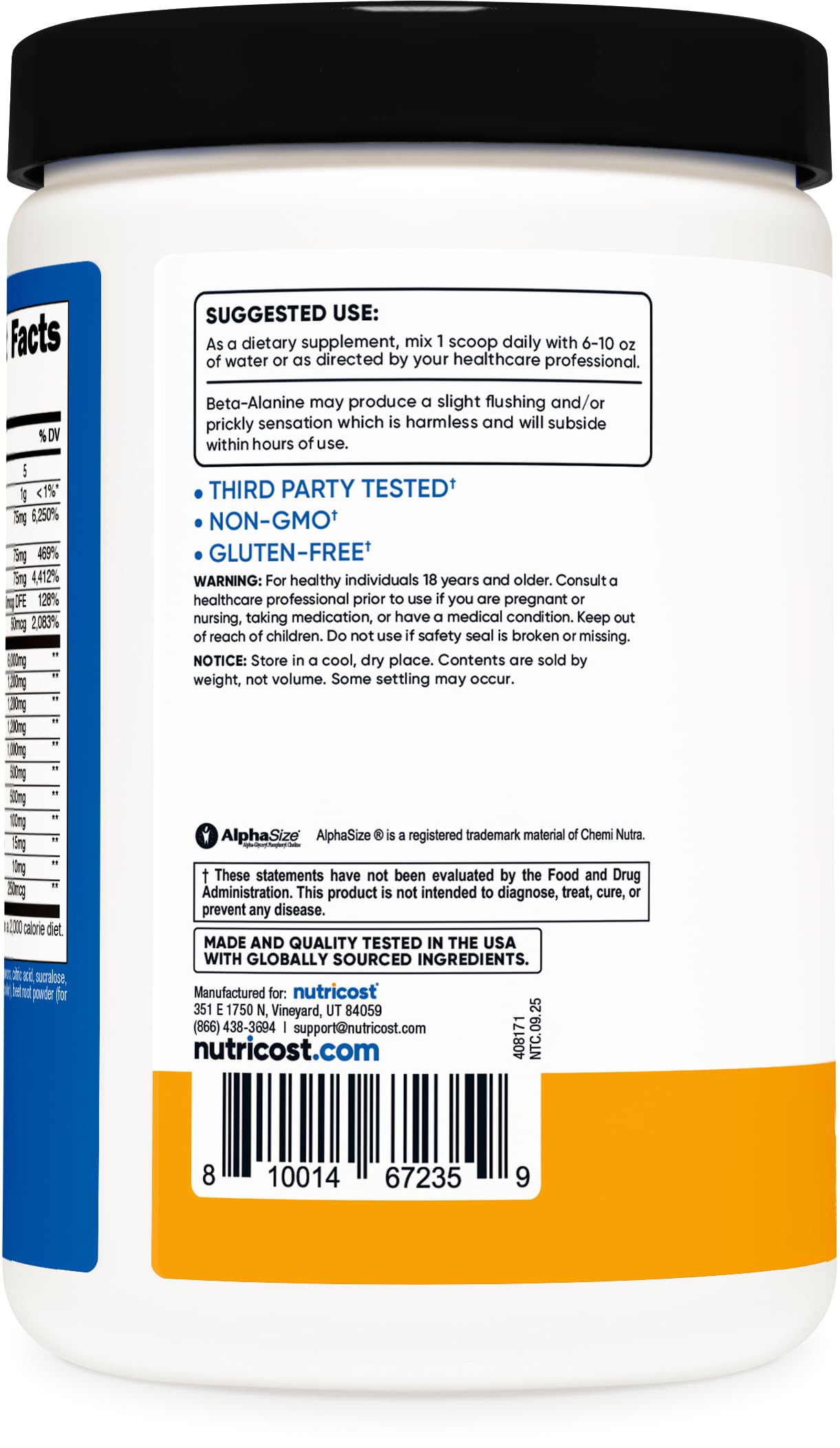 Nutricost etiqueta nutricional y ingredientes beneficiosa transparencia de calidad