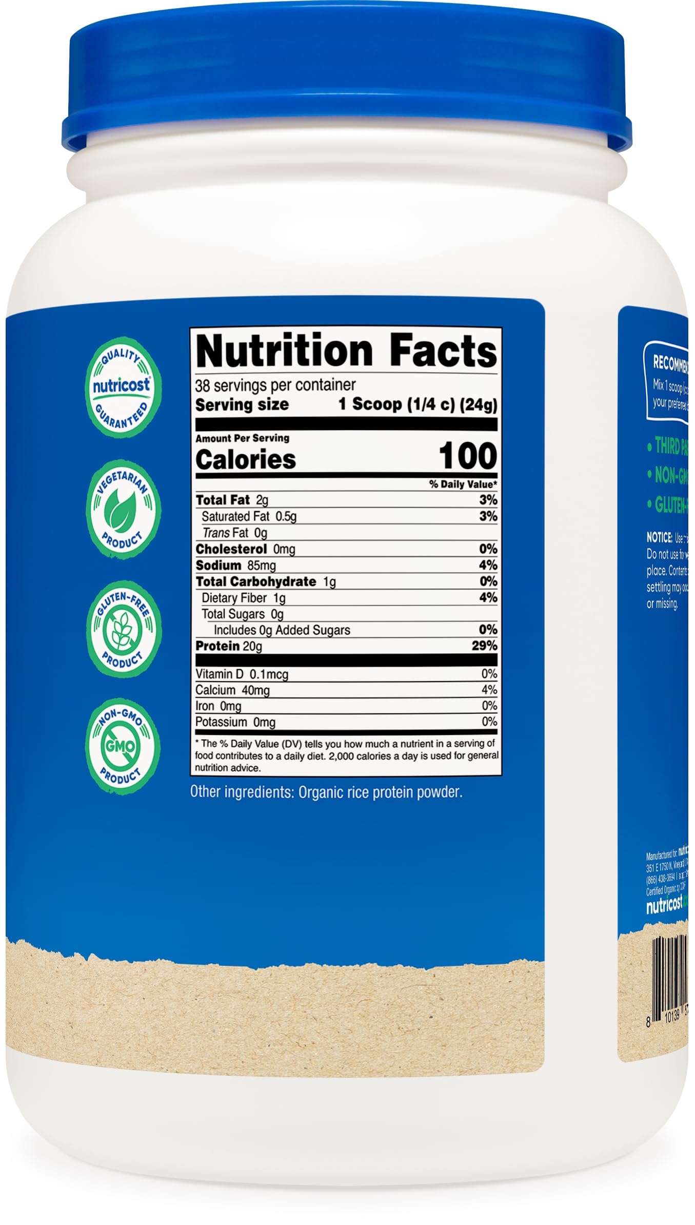 Nutricost etiqueta nutricional y lista de ingredientes, confianza y transparencia