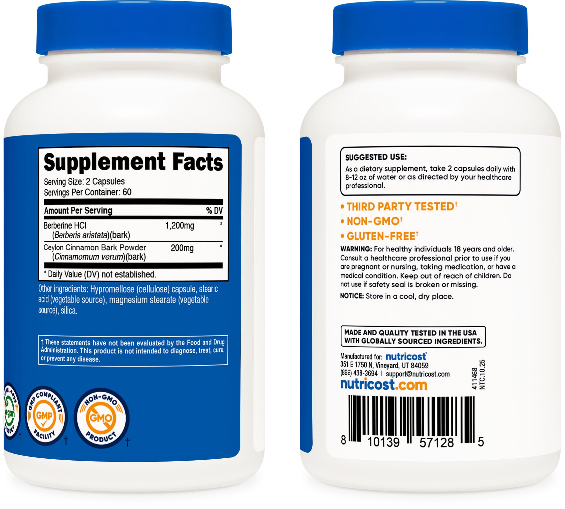 Etiqueta Nutricost con información nutricional clara y transparencia de fórmula