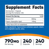 Nutricost etiqueta con ingredientes y concentración del complejo