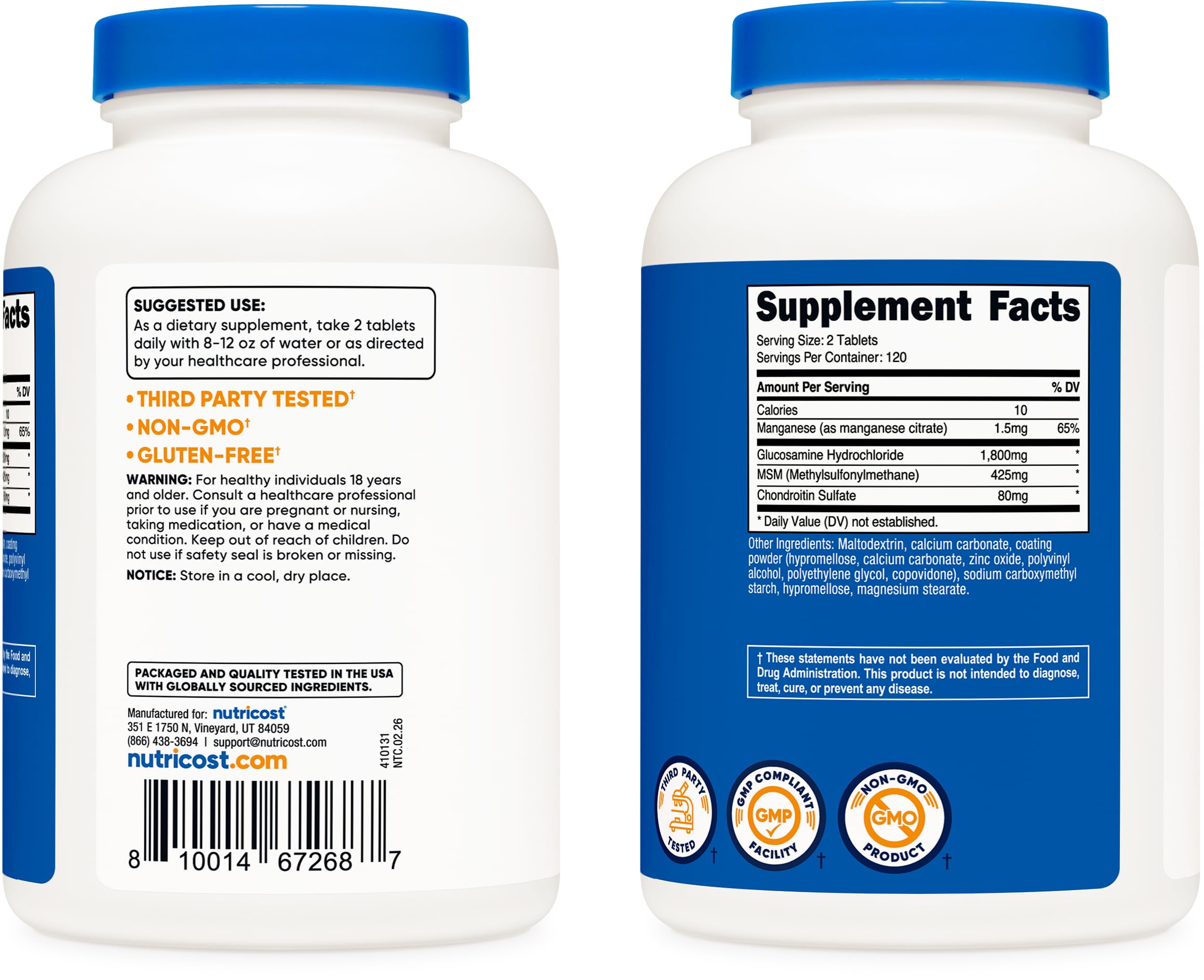 Nutricost etiqueta con ingredientes y dosificaciones legibles y precisas