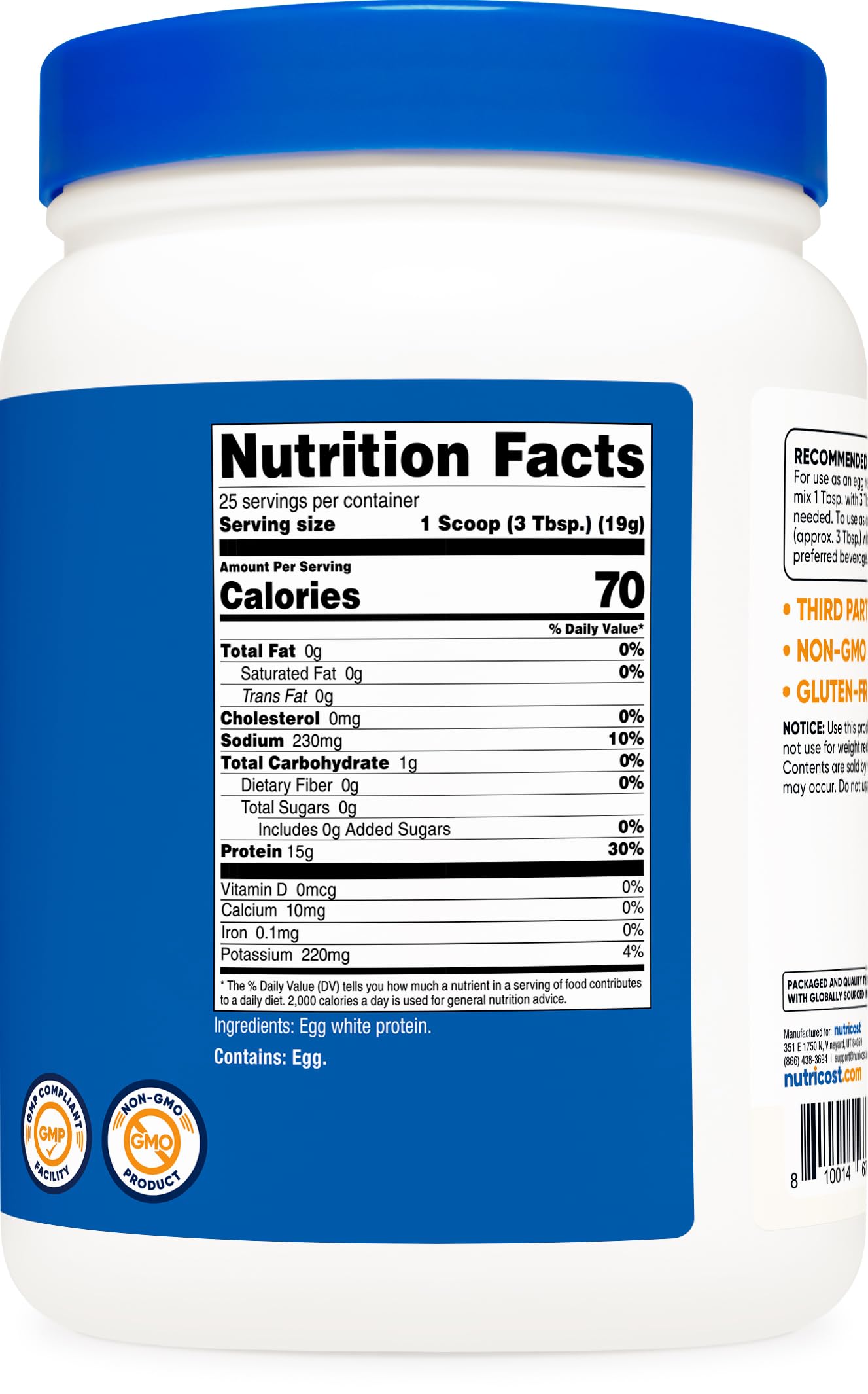 Nutricost etiqueta de ingredientes, transparencia y fabricación GMP