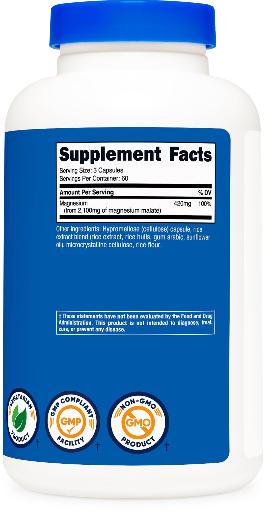 Nutricost etiqueta nutricional cerca resaltando 420 mg magnesio por servicio