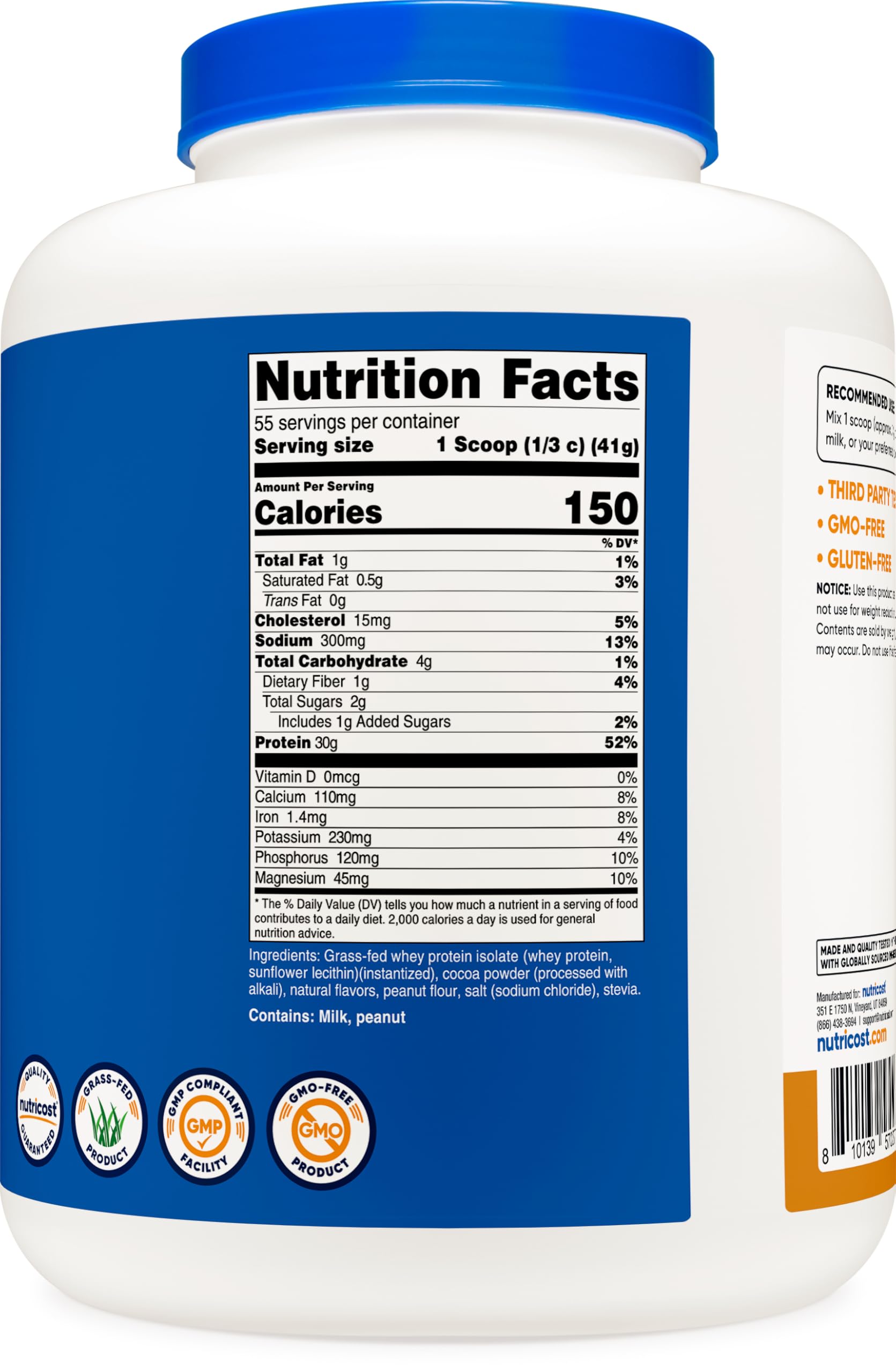 Detalle de etiqueta Nutricost con información nutricional y certificaciones, transparencia y calidad