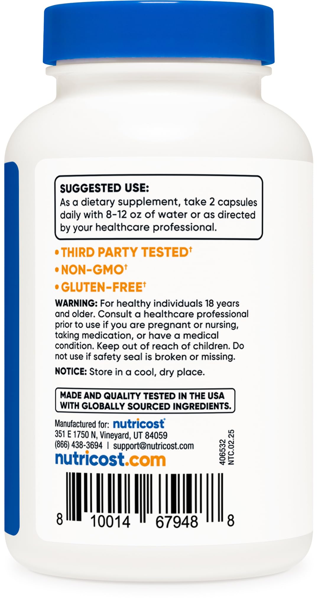 Nutricost etiqueta nutricional ampliada con información de pureza