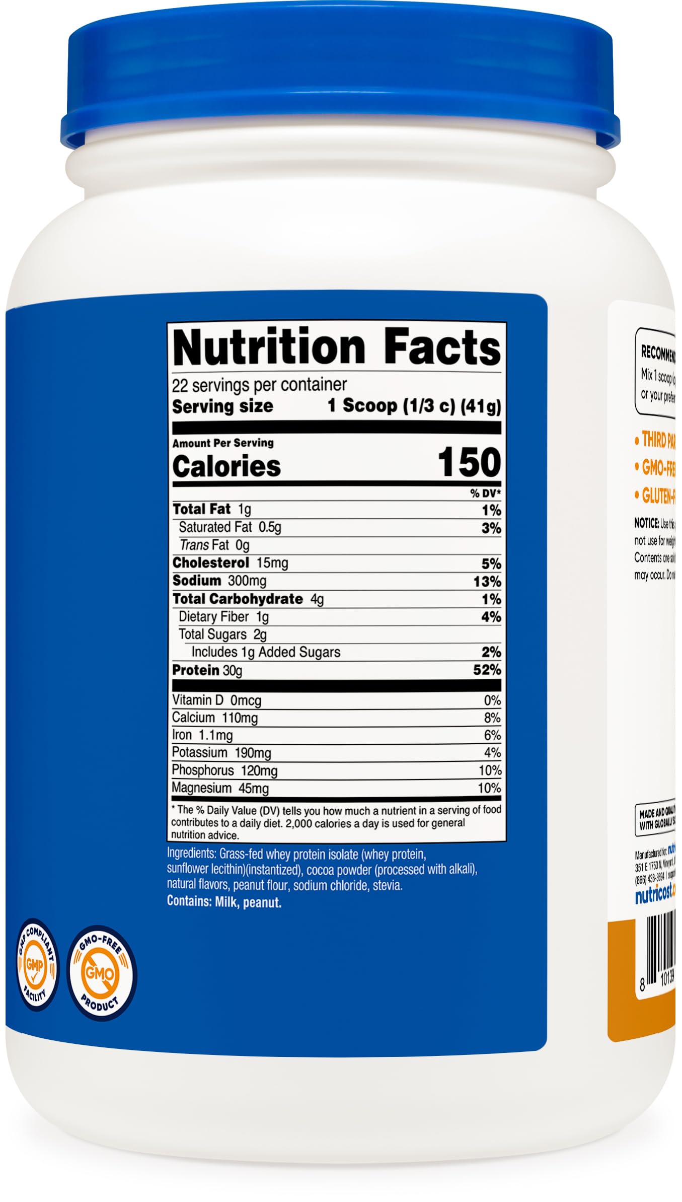 Nutricost etiqueta nutricional y lista de ingredientes visible, seguridad y origen