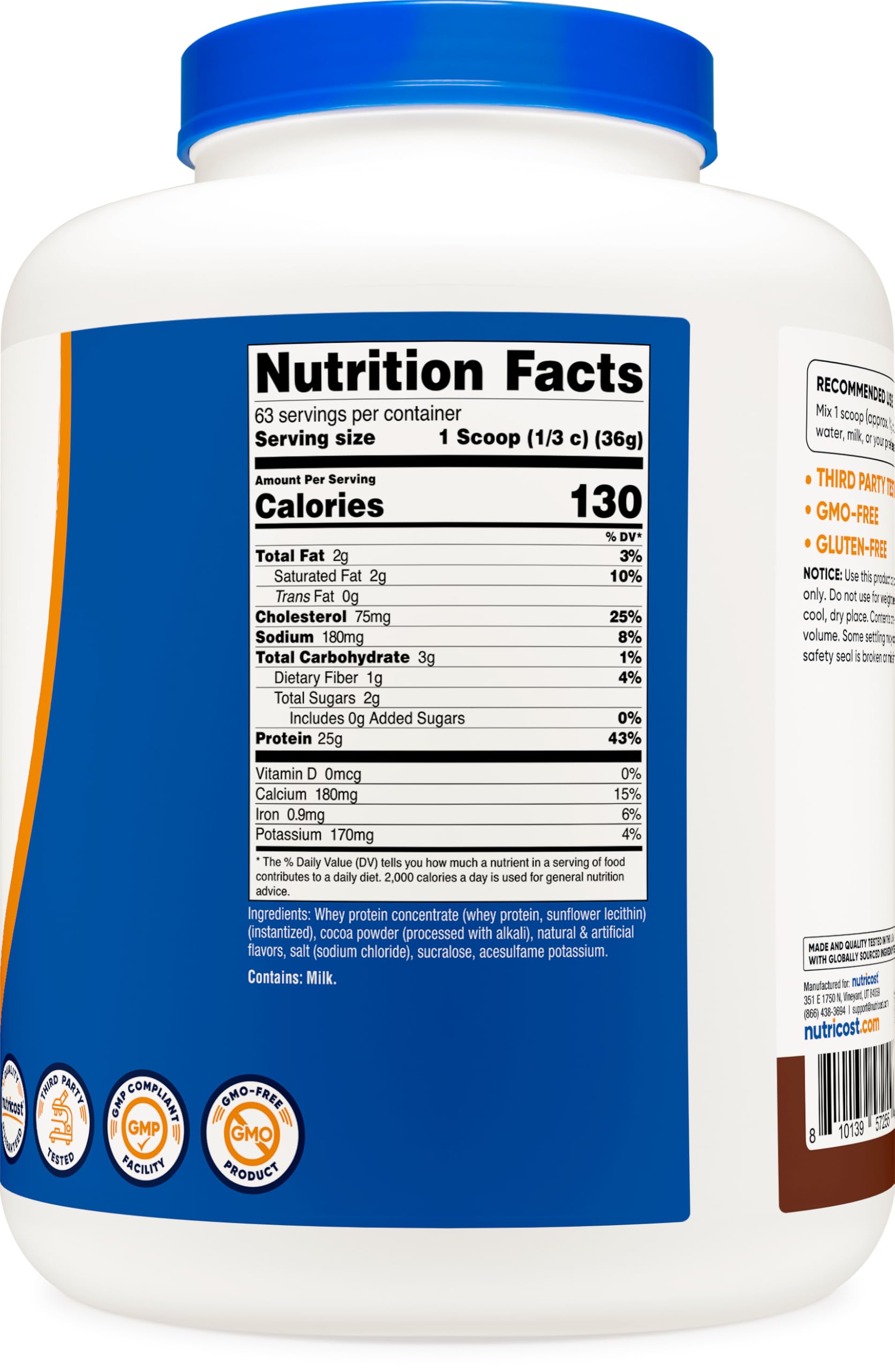 Nutricost etiqueta nutricional y certificados, confianza en la calidad