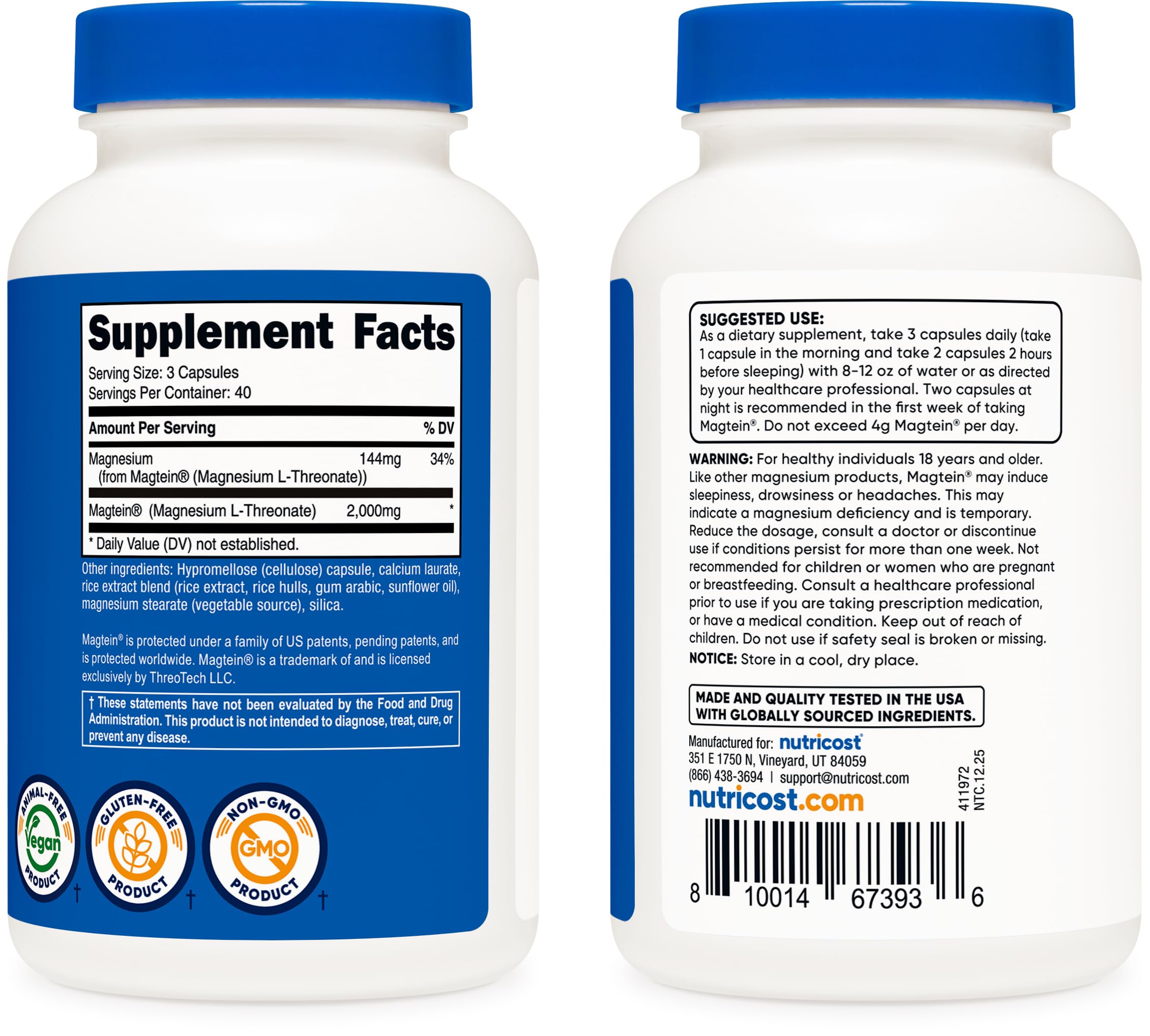 Nutricost etiqueta nutricional legible con dosis y contenido detallado