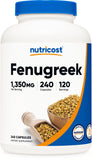 Nutricost frasco delantero con cápsulas de fenogreco, presentación clara y protección