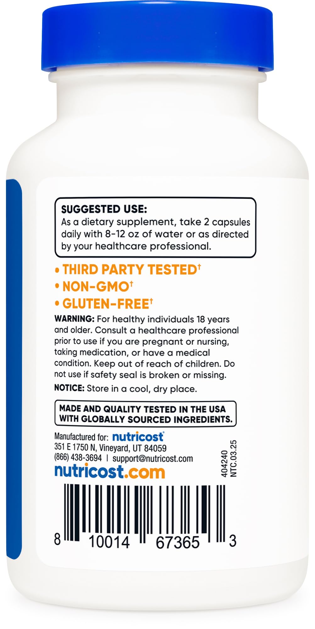 Nutricost frasco sobre encimera en cocina, conveniencia y uso diario