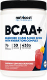 Nutricost frasco frente sabor Raspberry Lemonade mostrando etiqueta y beneficios