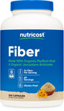 Nutricost frasco frontal mostrando cápsulas y beneficios orgánicos