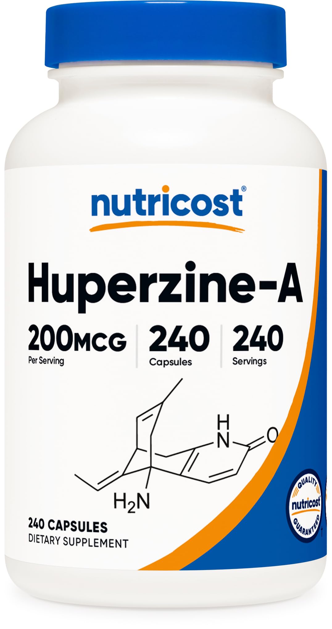 Nutricost frasco frontal de Huperzine A mostrando tamaño y etiqueta clara