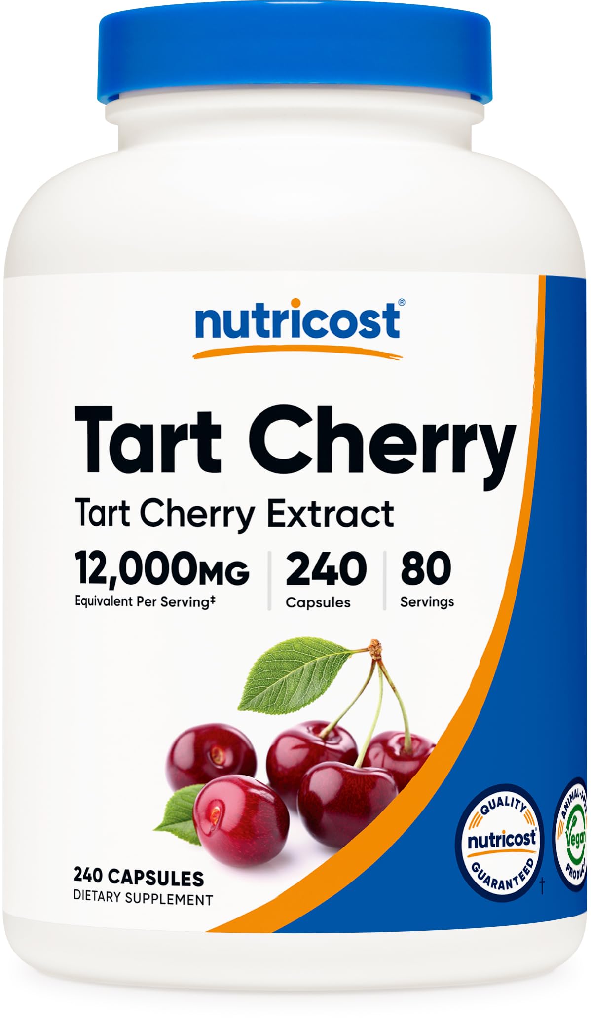 Nutricost frasco frontal con cápsulas, presentación y cantidad visible