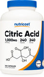 Nutricost frasco frontal mostrando etiqueta clara y beneficios