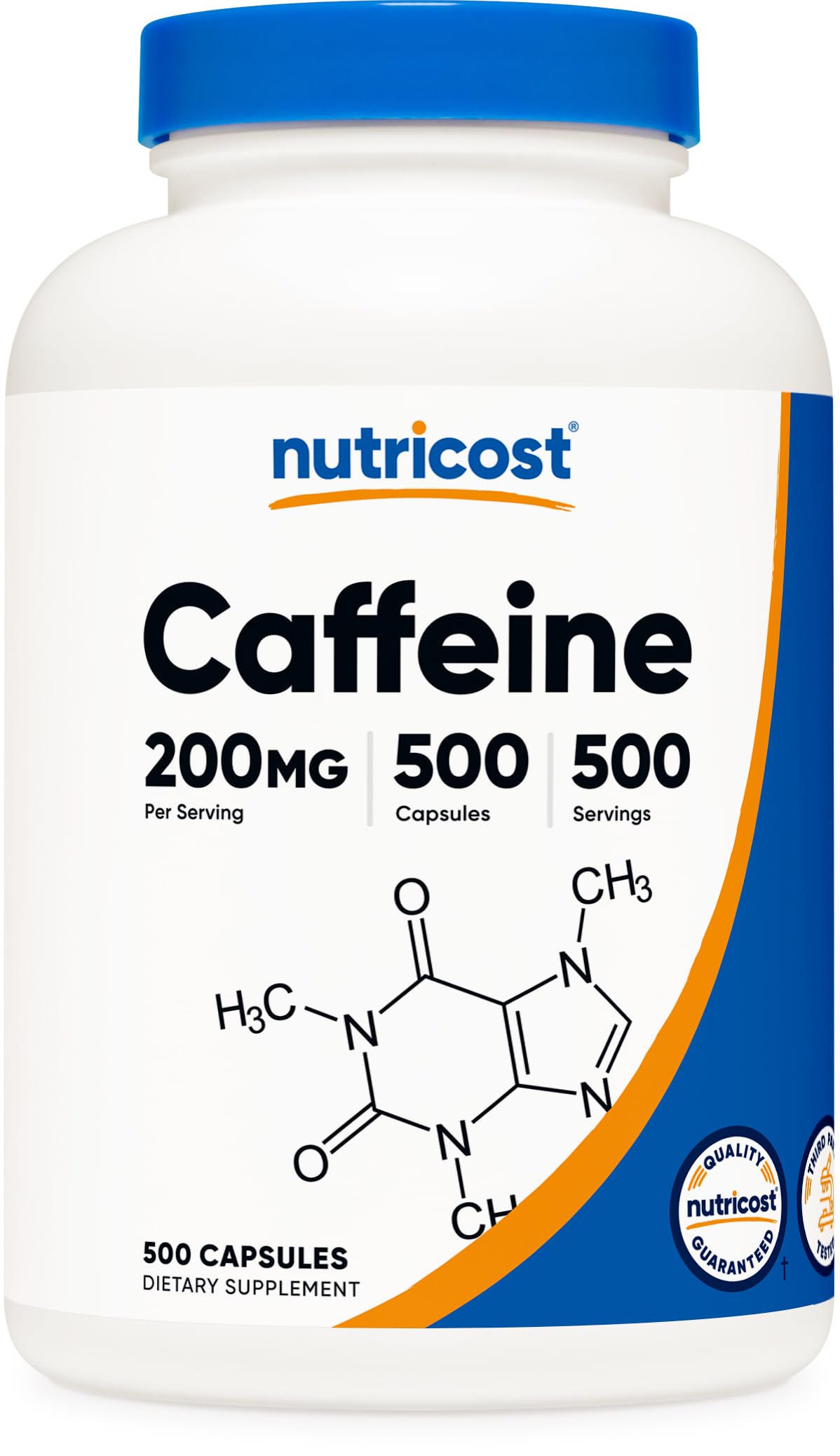 Nutricost frasco frontal mostrando 500 cápsulas y dosis clara