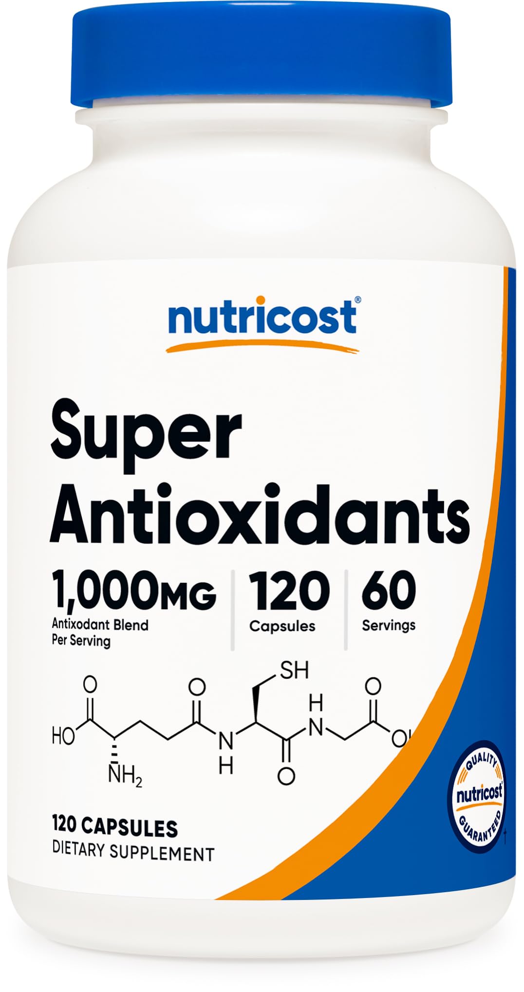 Nutricost frasco frontal mostrando 120 cápsulas y etiqueta clara para confianza