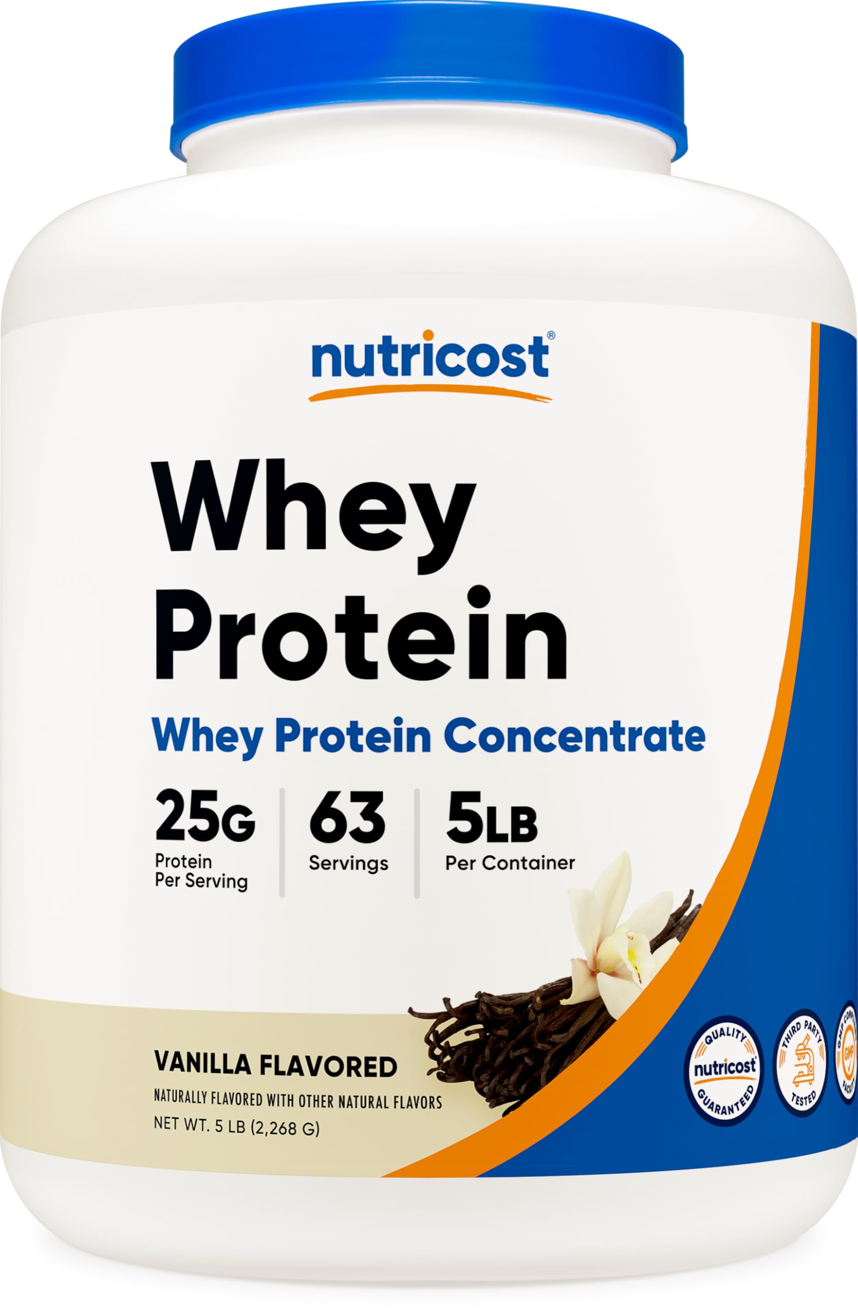 Nutricost frasco frontal mostrando el envase y el tamaño de 5 libras