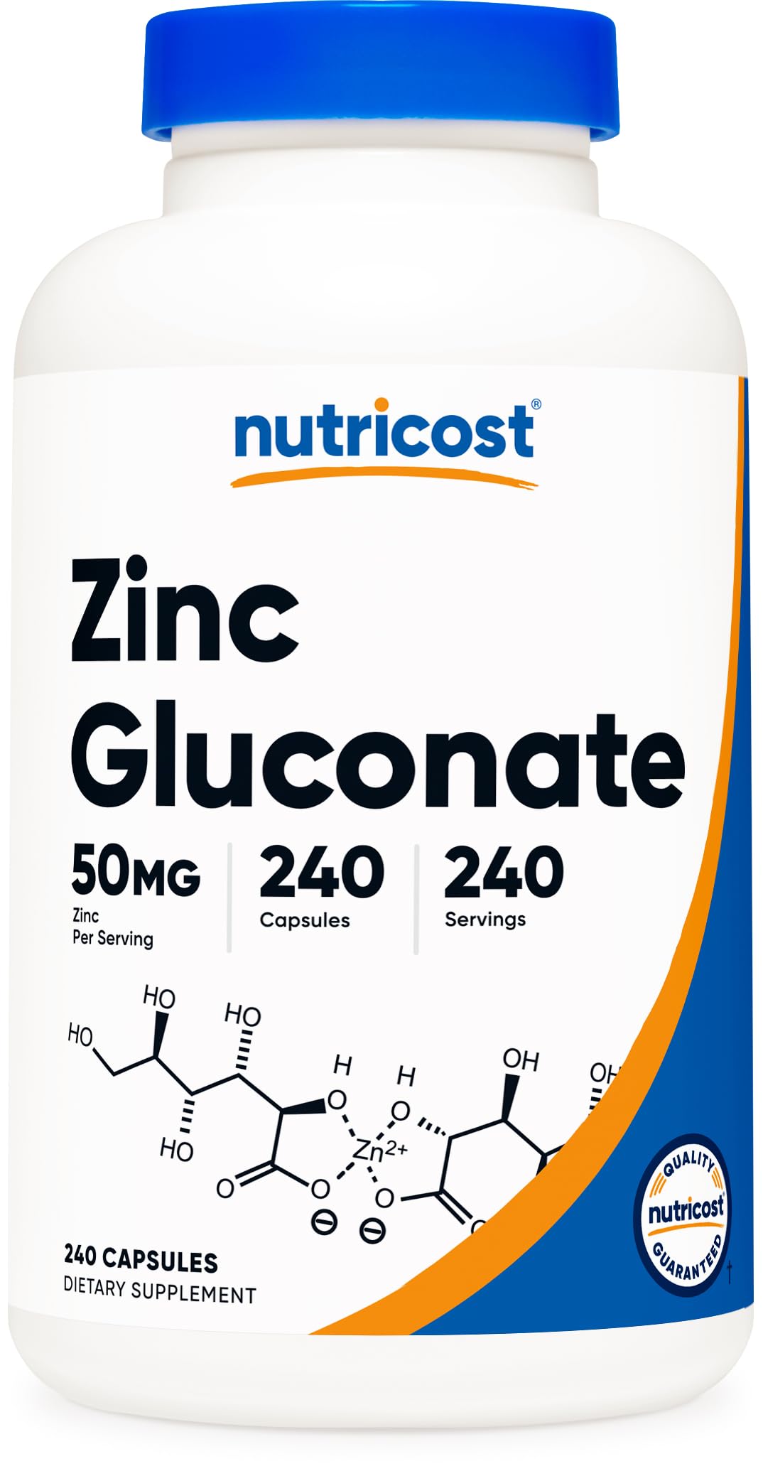 Nutricost frasco frontal mostrando 240 cápsulas y etiquetado claro