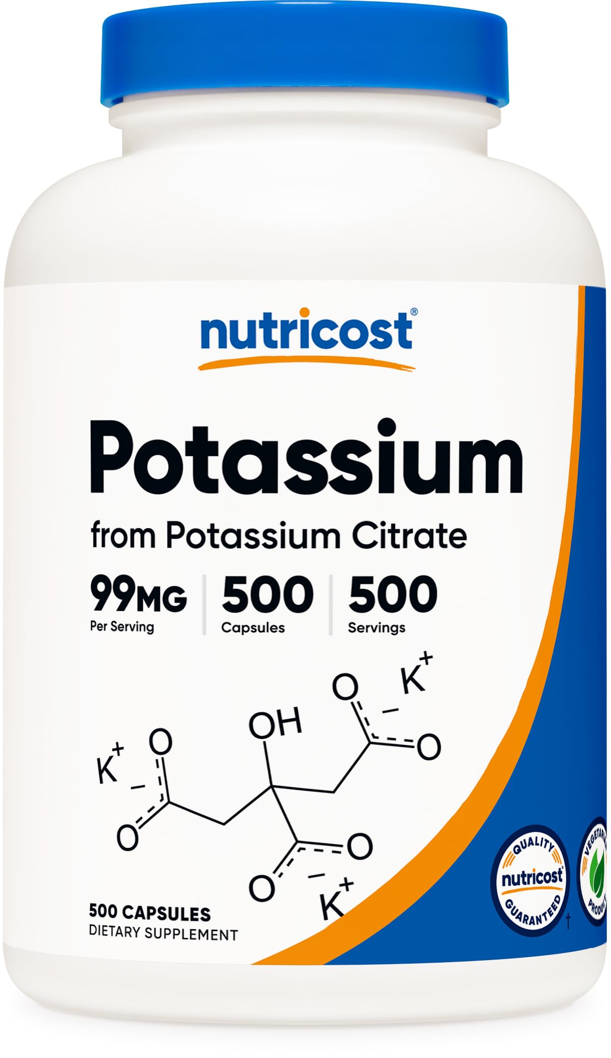 Nutricost frasco frontal mostrando 500 cápsulas y etiqueta clara para confianza