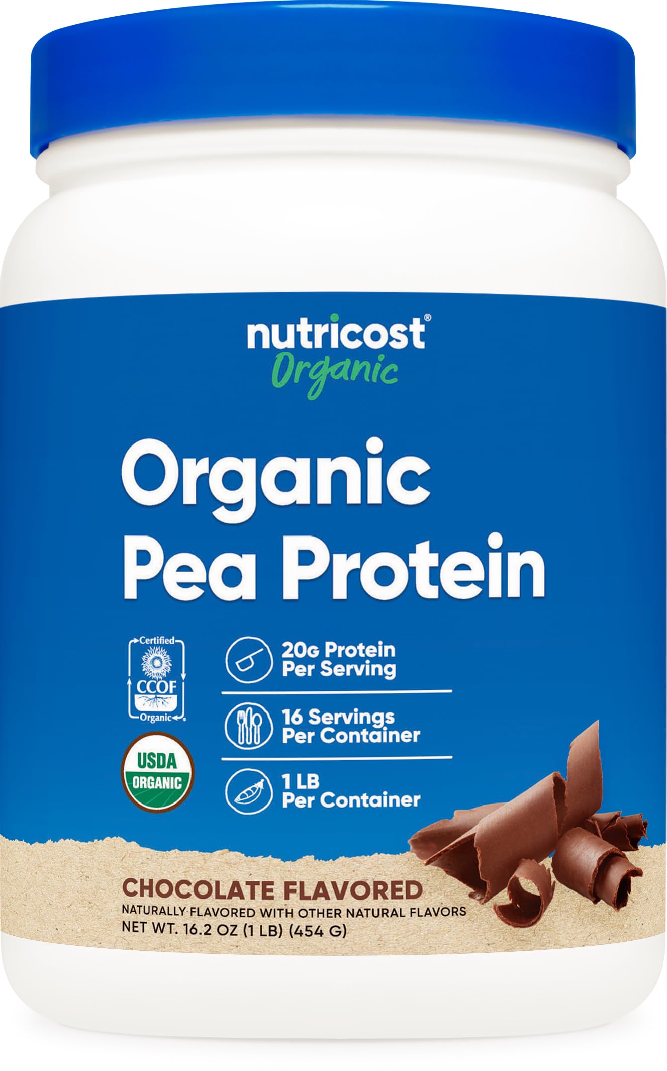 Nutricost empaque frontal que muestra marca y beneficio proteico