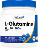 Nutricost envase frontal L-Glutamine 500 g muestra claridad del producto