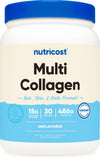 Nutricost frente del envase mostrando diseño y porciones, confianza en calidad