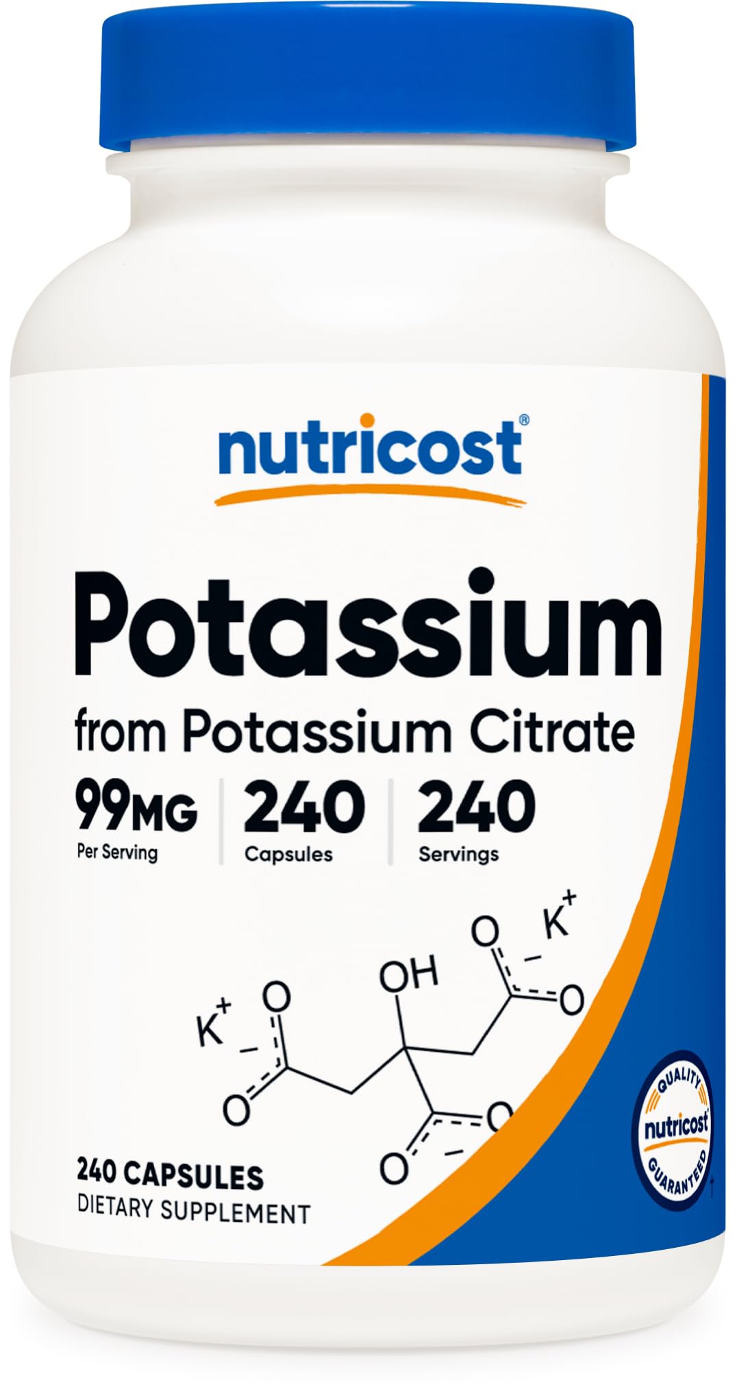 Nutricost envase frontal mostrando 240 cápsulas y beneficio de suministro prolongado