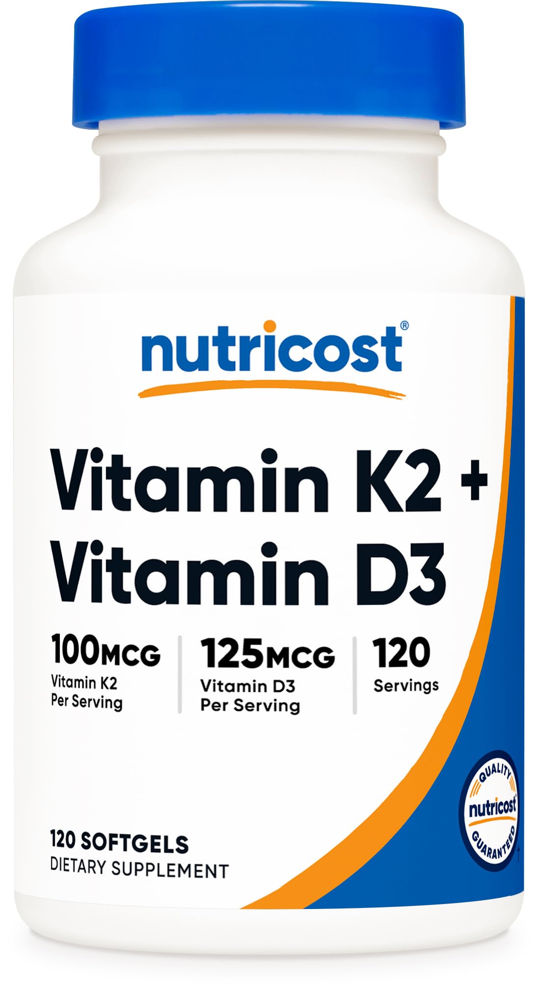 Nutricost envase frontal mostrando 120 softgels y beneficios claros