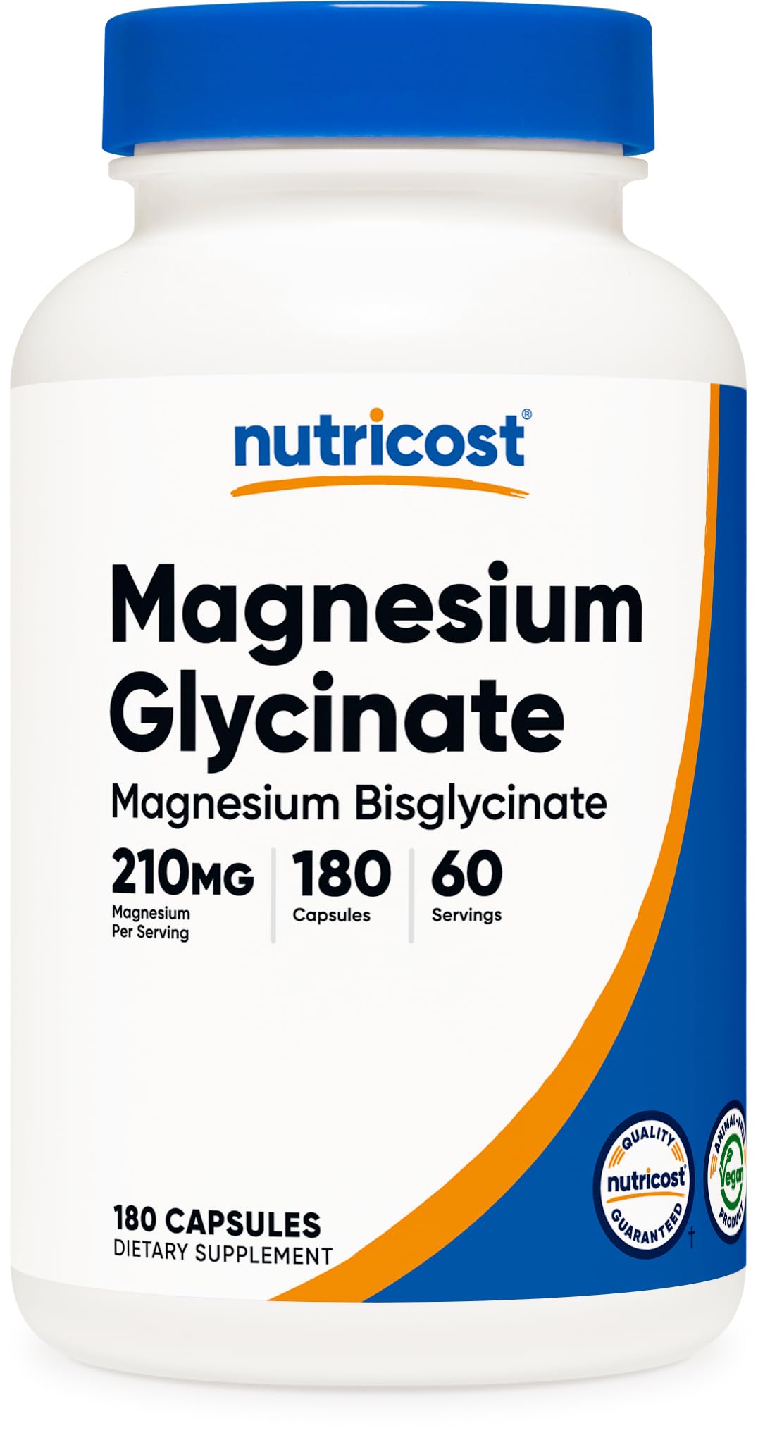 Nutricost envase frontal de magnesio bisglicinato mostrando cantidad y dosis