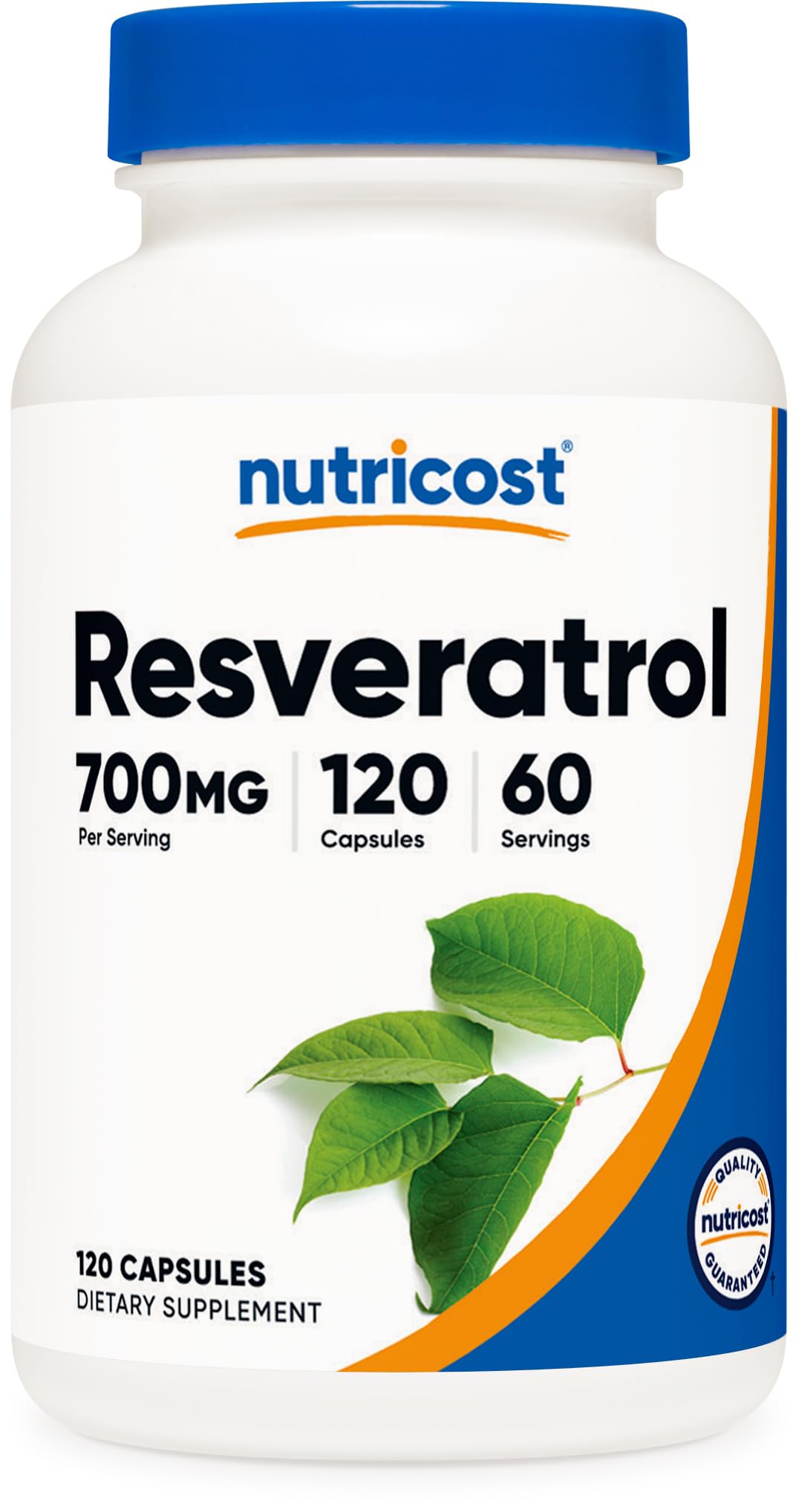 Nutricost envase frontal resveratrol mostrando label y dosis