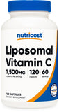 Nutricost envase frontal mostrando 120 cápsulas y 60 servicios, claridad visual y confianza